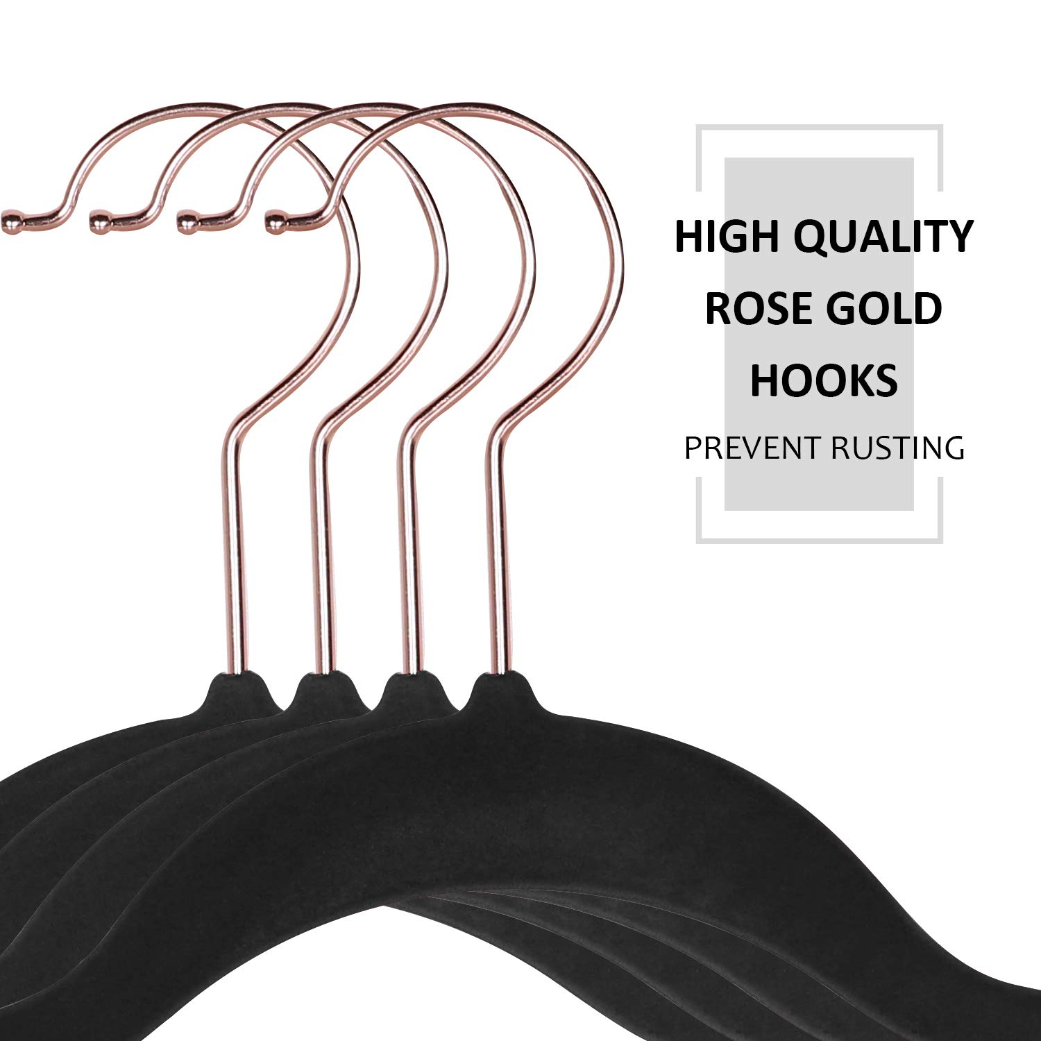 Premium Velvet Clothes Hangers - Heavy Duty Suit Hangers (60 Pack) - Non Slip & Space Saving with 8 Finger Clips & Tie Rack - Ideal for Men's & Women's Wardrobe Organization - Perfect for Closets, Laundry Rooms & Travel Packing - Black
