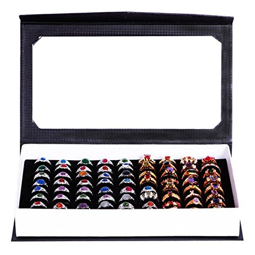 Premium Velvet Jewelry Display Box - 72 Slot Ring Holder Case for Necklaces & Rings - Perfect for Retail Stores, Jewelry Shops & Home Organization