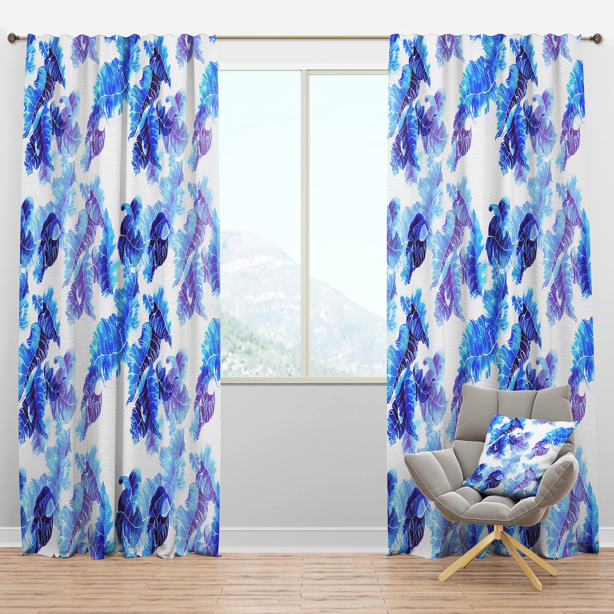 DesignQ Blackout Curtains - Thermal Insulated Abstract Leaves Pattern Window Drapes (52x95 Inch, Single Panel) for Bedroom & Living Room - Blocks Light & Noise for Better Sleep & Privacy