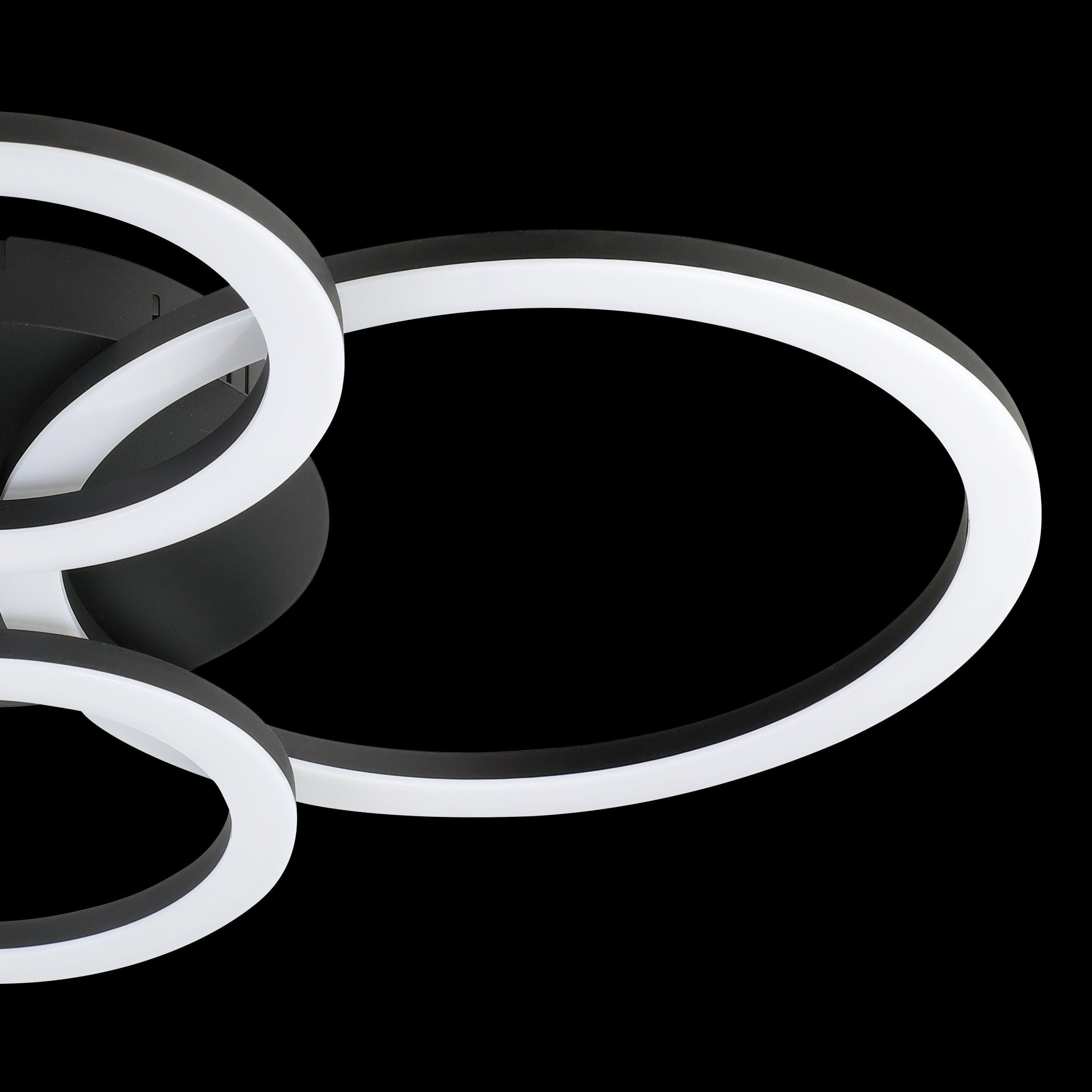 Eglo Connect Parrapos Z Smart LED Flush Mount Ceiling Light - 4 Circle Design in Black & White - Perfect for Modern Living Room, Bedroom, or Office Lighting