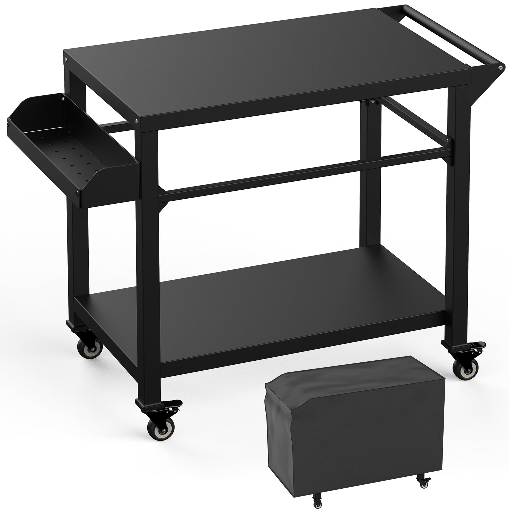Heavy Duty Xilingol Outdoor Grill Cart with Cover & Wheels - Portable BBQ Prep Table for Pizza Oven, Backyard Cooking, Camping & Parties | Patio, Garden & Tailgating Use