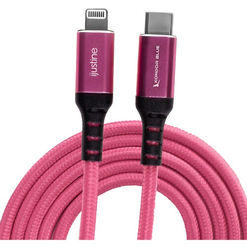 Kondor Blue iJustine Lightning to USB C Charge & Sync Cable 3.3ft Pink - Fast Charging & Data Transfer for iPhone, iPad, MacBook - Perfect for Home, Office & Travel