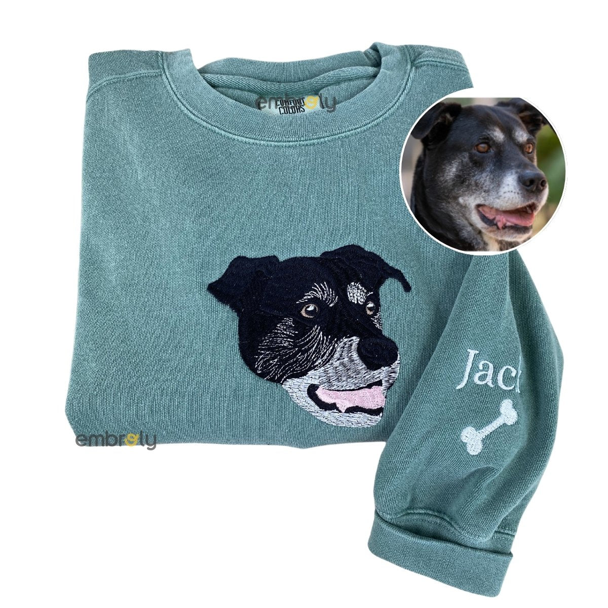 Custom Embroidered Dog Face & Name Sweatshirt for Pet Lovers - Comfort Color® Personalized Dog Owner Apparel | Perfect for Dog Walks, Pet Events & Casual Wear
