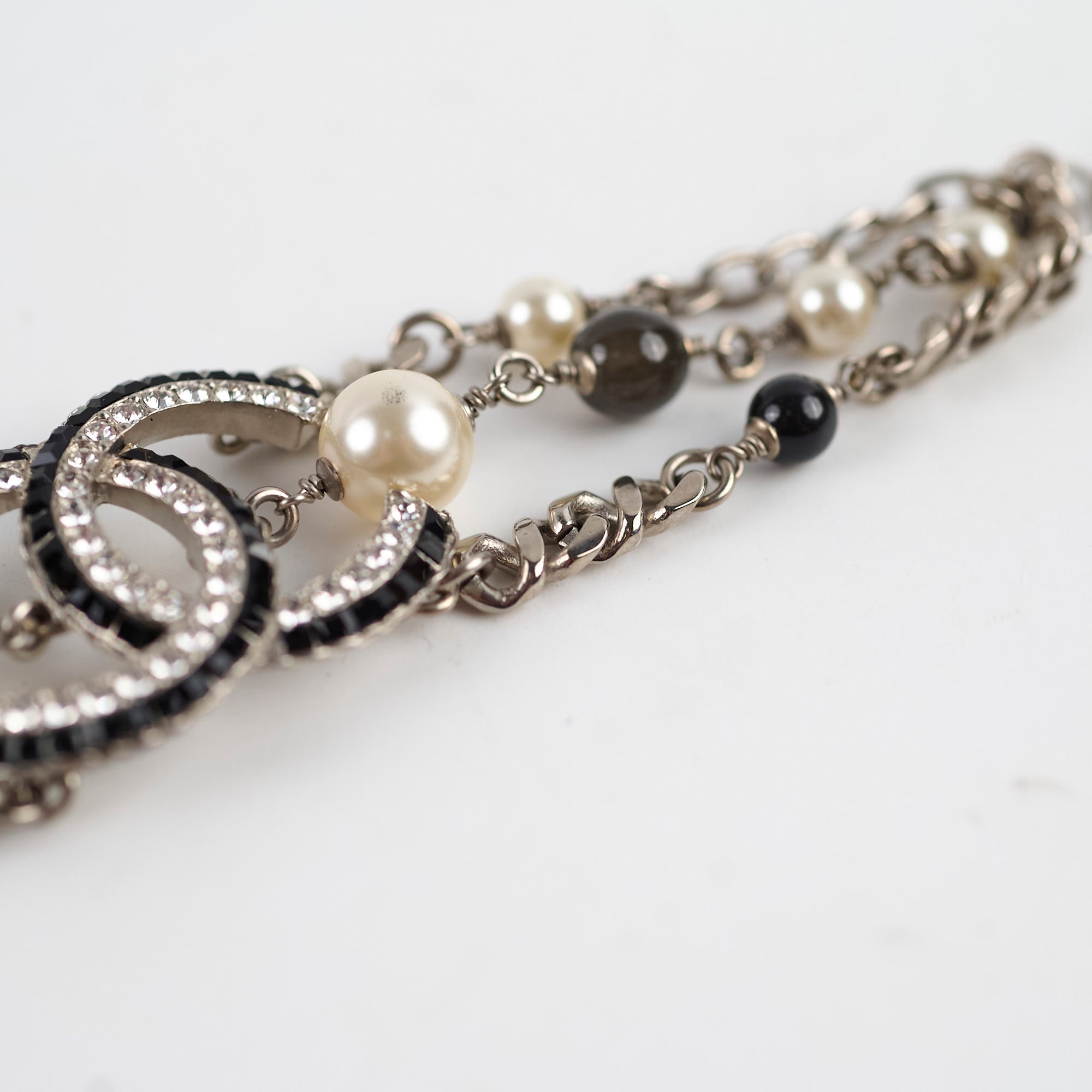 Chanel CC Logo Pearl Bracelet - Elegant Costume Jewelry for Women | Perfect for Parties, Weddings & Special Occasions