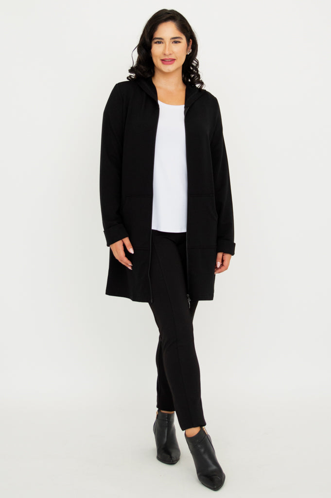 Cortes Jacket for Men & Women - Soft Bamboo Fleece Lined Winter Coat in Black - Perfect for Outdoor Activities & Casual Wear