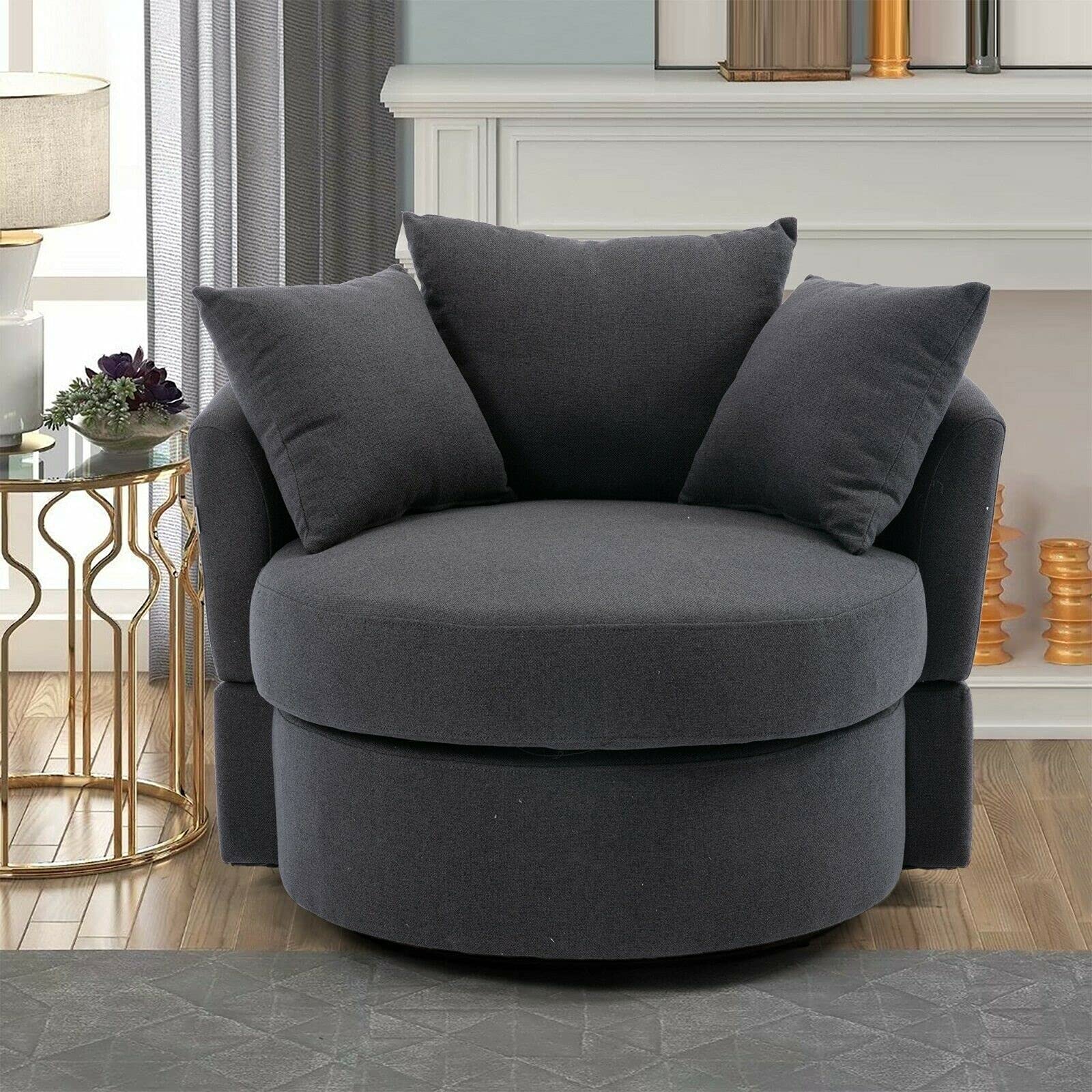 Modern Swivel Accent Chair - Barrel Shaped Living Room Chair with 360° Rotation, Upholstered Lounge Chair for Hotel, Office & Home Decor - Perfect for Reading Nook, Living Room Seating or Bedroom Relaxation