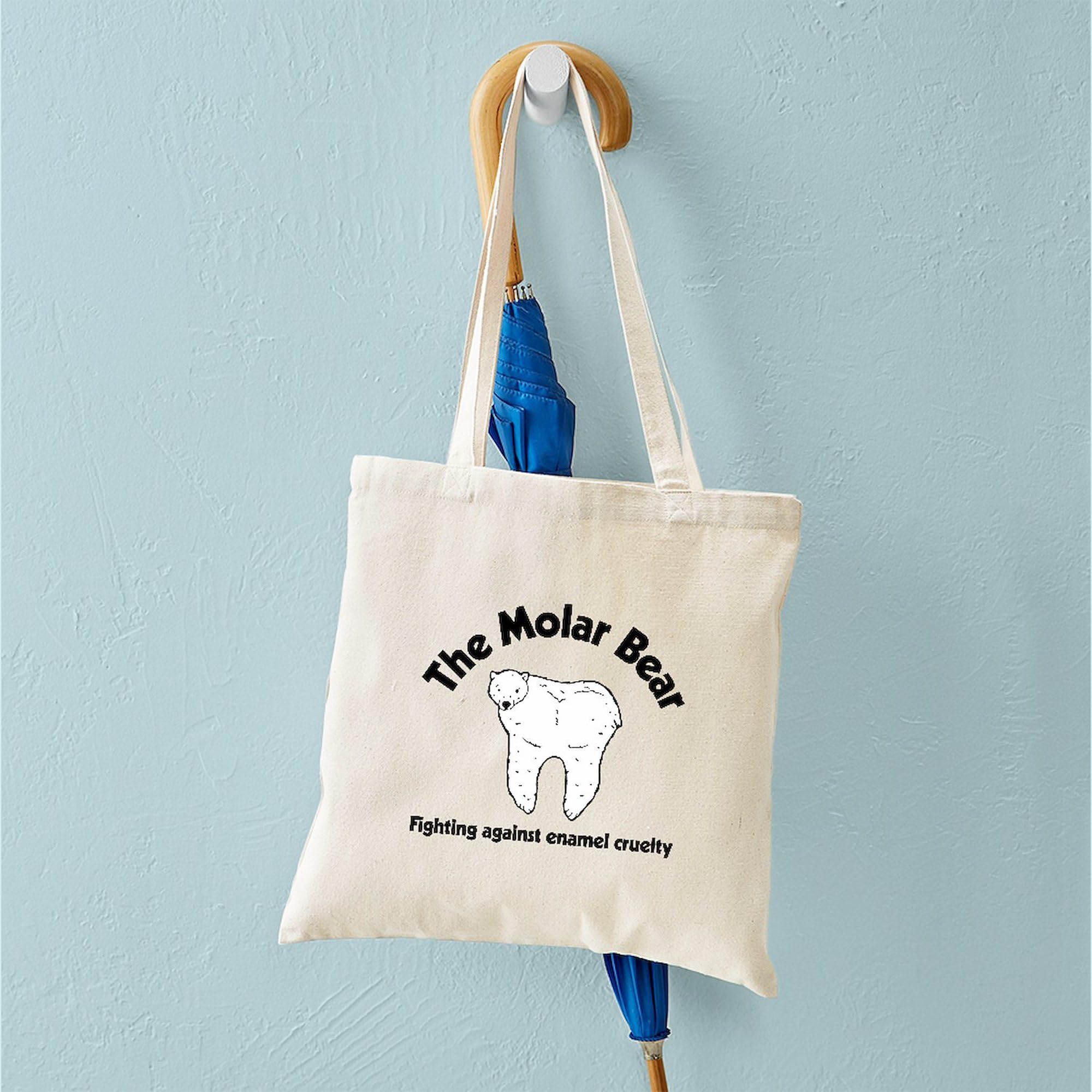 CafePress The Molar Bear Canvas Tote Bag - Eco-Friendly Reusable Shopping Bag for Groceries, Beach & Daily Use