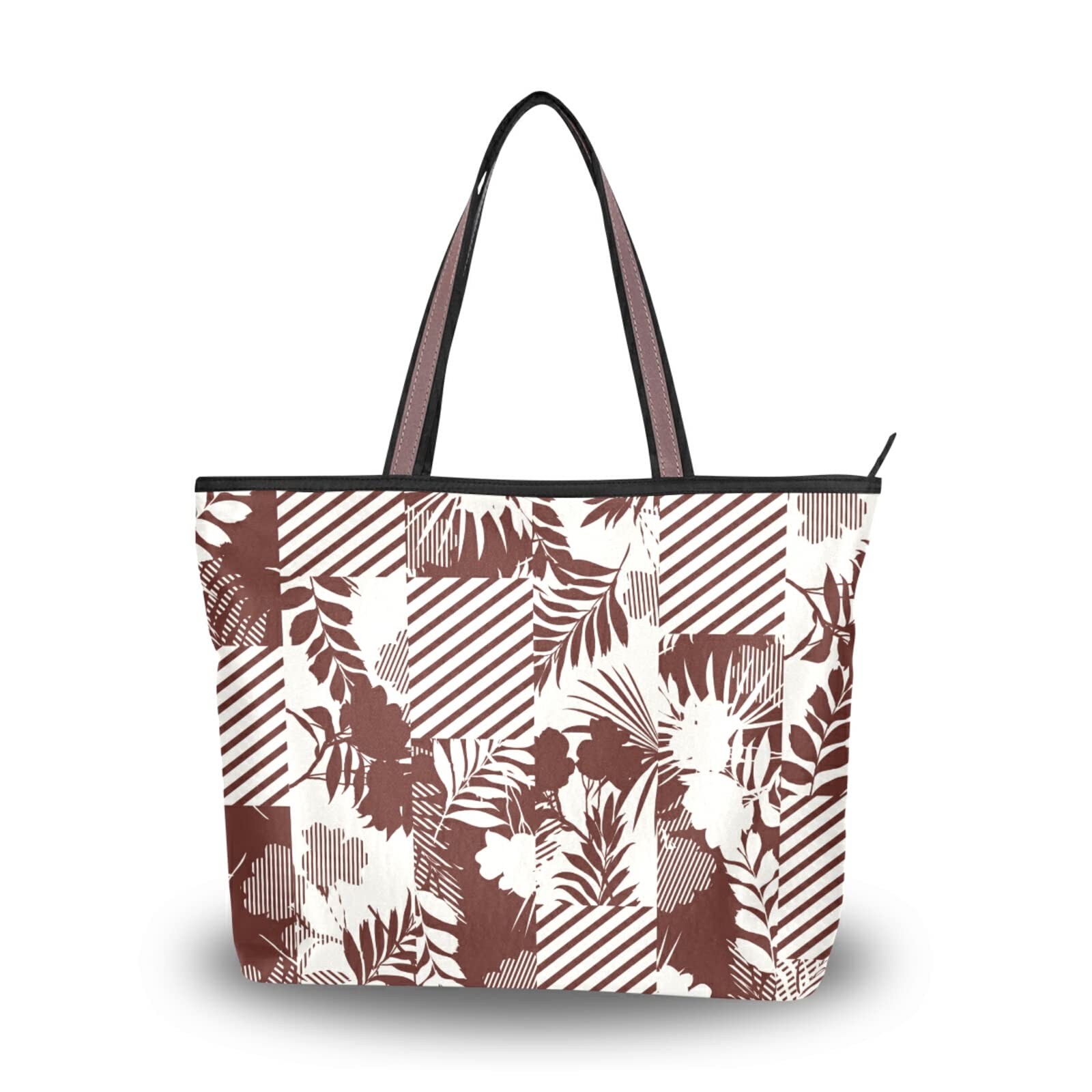 Stylish Brown and White Silk Tote Bag for Women - Large Capacity Handbag Perfect for Work, Travel & Daily Use