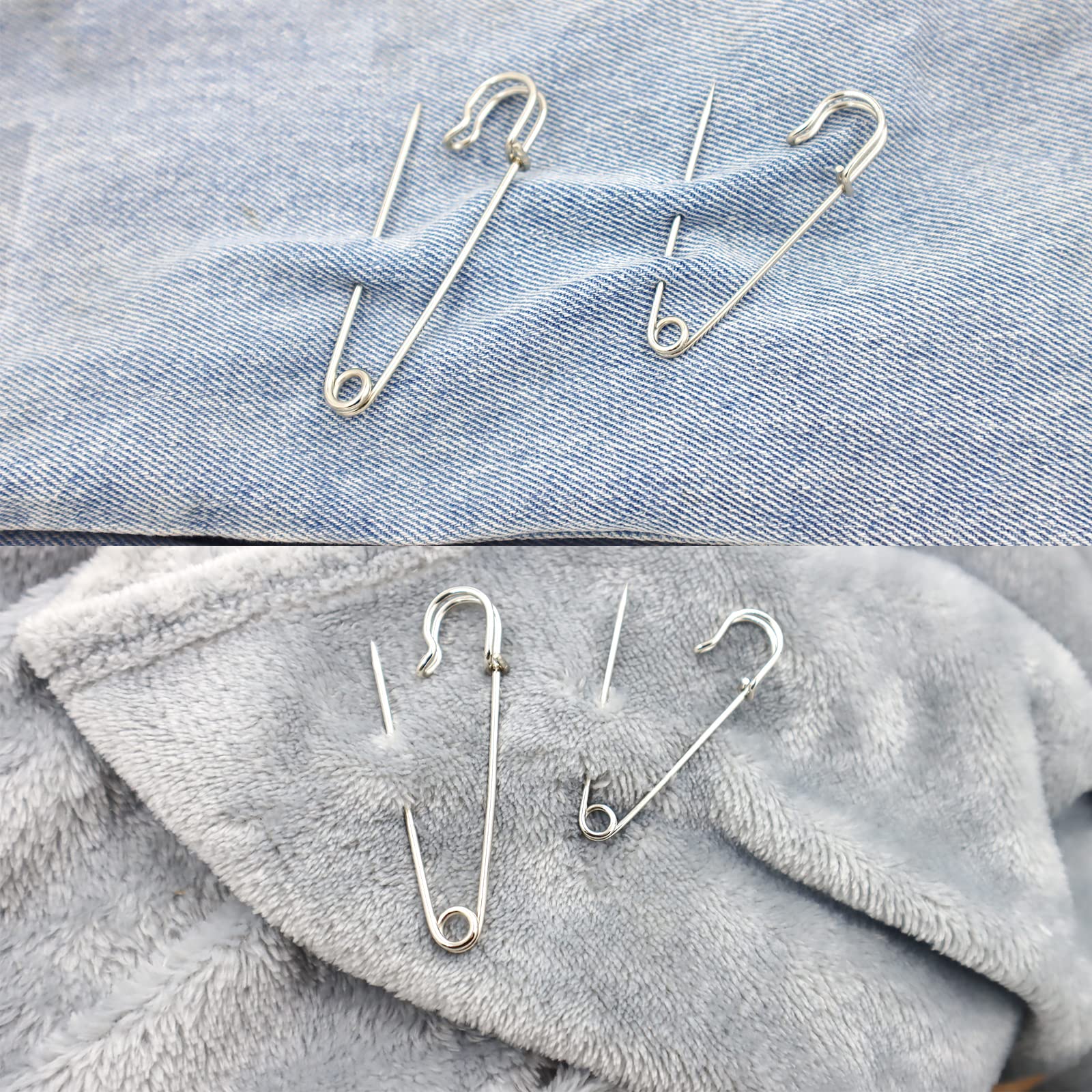 IRIIRO 60pcs 3-Inch Heavy Duty Safety Pins - Large Steel Spring Lock Pins for Blankets, Crafts, Skirts, Curtains & Laundry (Black/Bronze/Silver, 20pcs Each) - Perfect for DIY Projects, Home Decor & Industrial Use