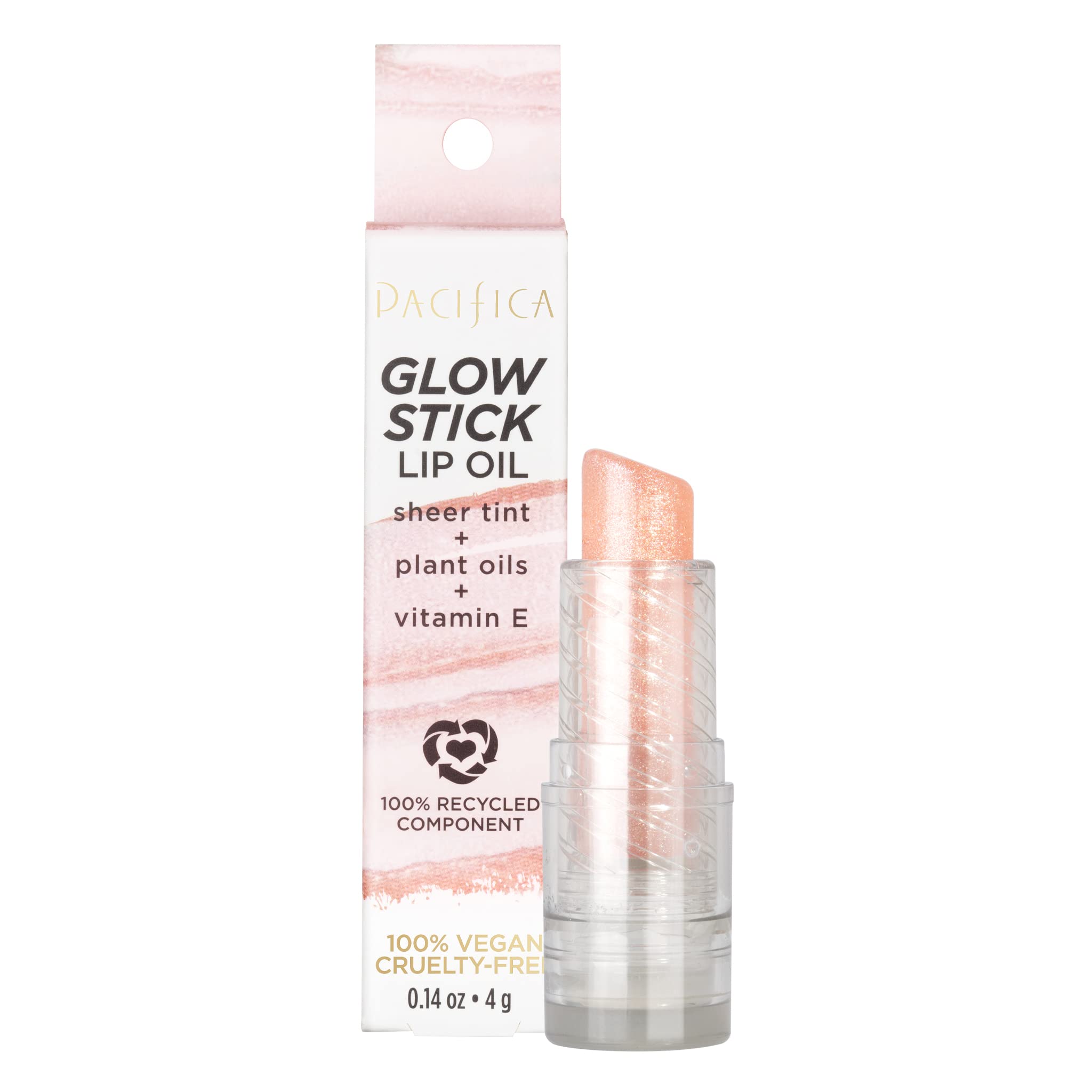 Pacifica Glow Stick Lip Oil - Hydrating & Shiny Tinted Lip Oil for Women, 0.14 oz, Pink Sheer | Perfect for Daily Moisture & Natural Makeup Look