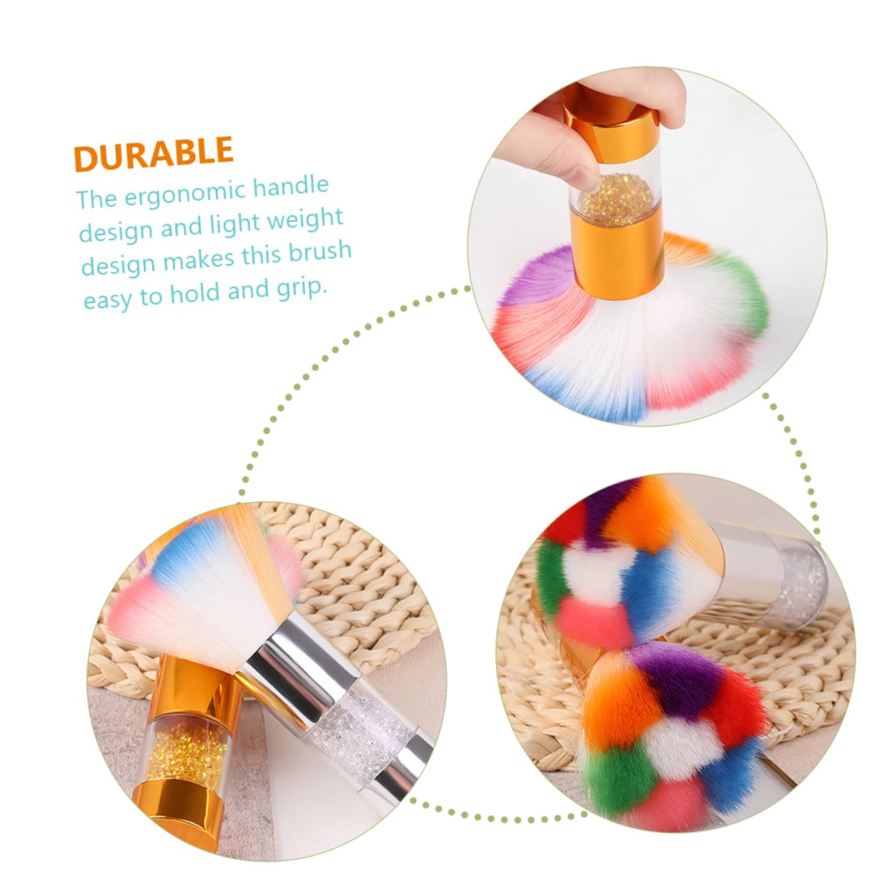 FOMIYES 2-Piece Cosmetic Brush Set - Soft Bristle Nail Dust Brush & Blusher Brush for Professional Makeup & Nail Art Cleaning | Perfect for Salon, Home Beauty & Travel Makeup Kit
