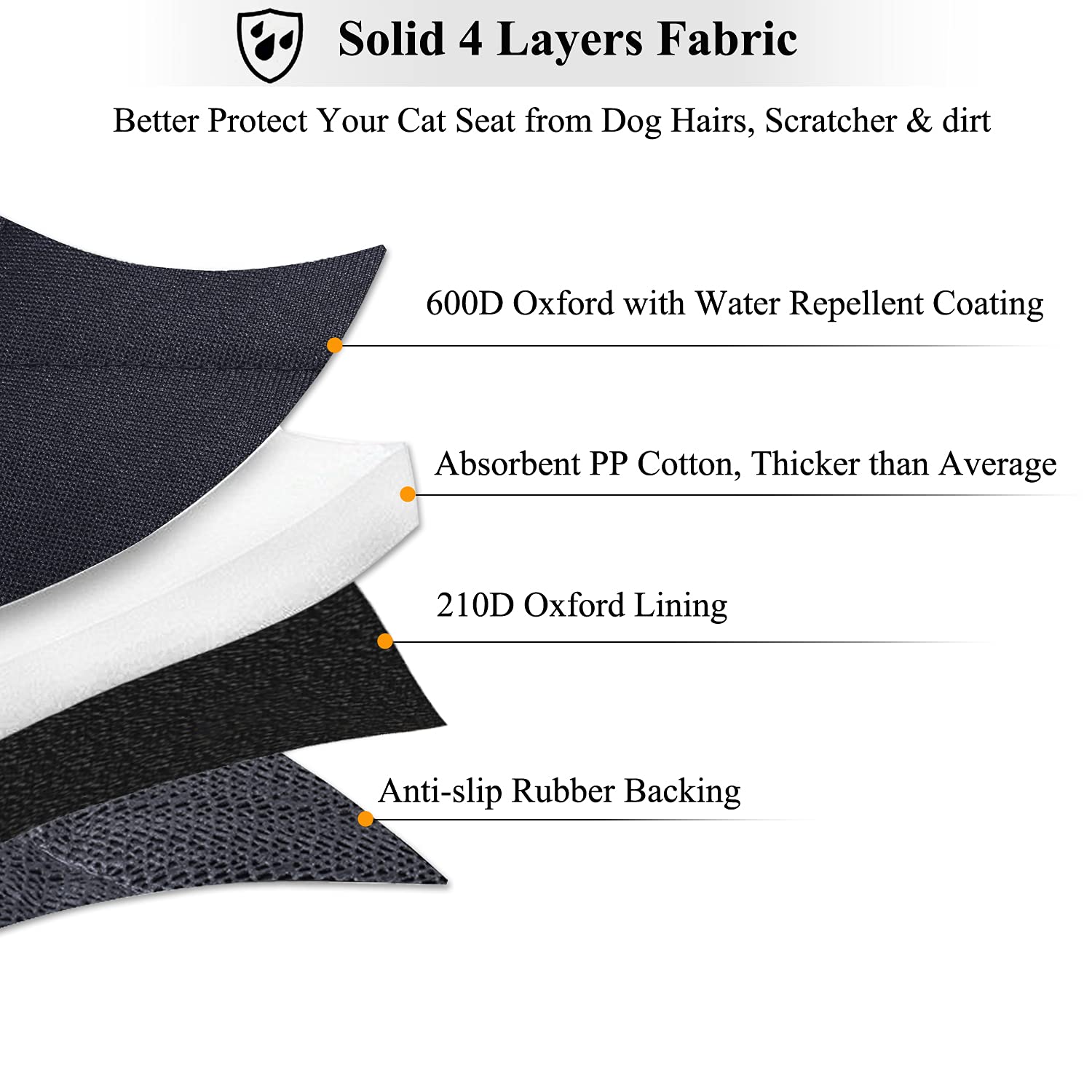 VIVAGLORY Waterproof Dog Seat Cover for Cars - Heavy Duty Pet Bench Protector with Anti-Slip Backing, 46