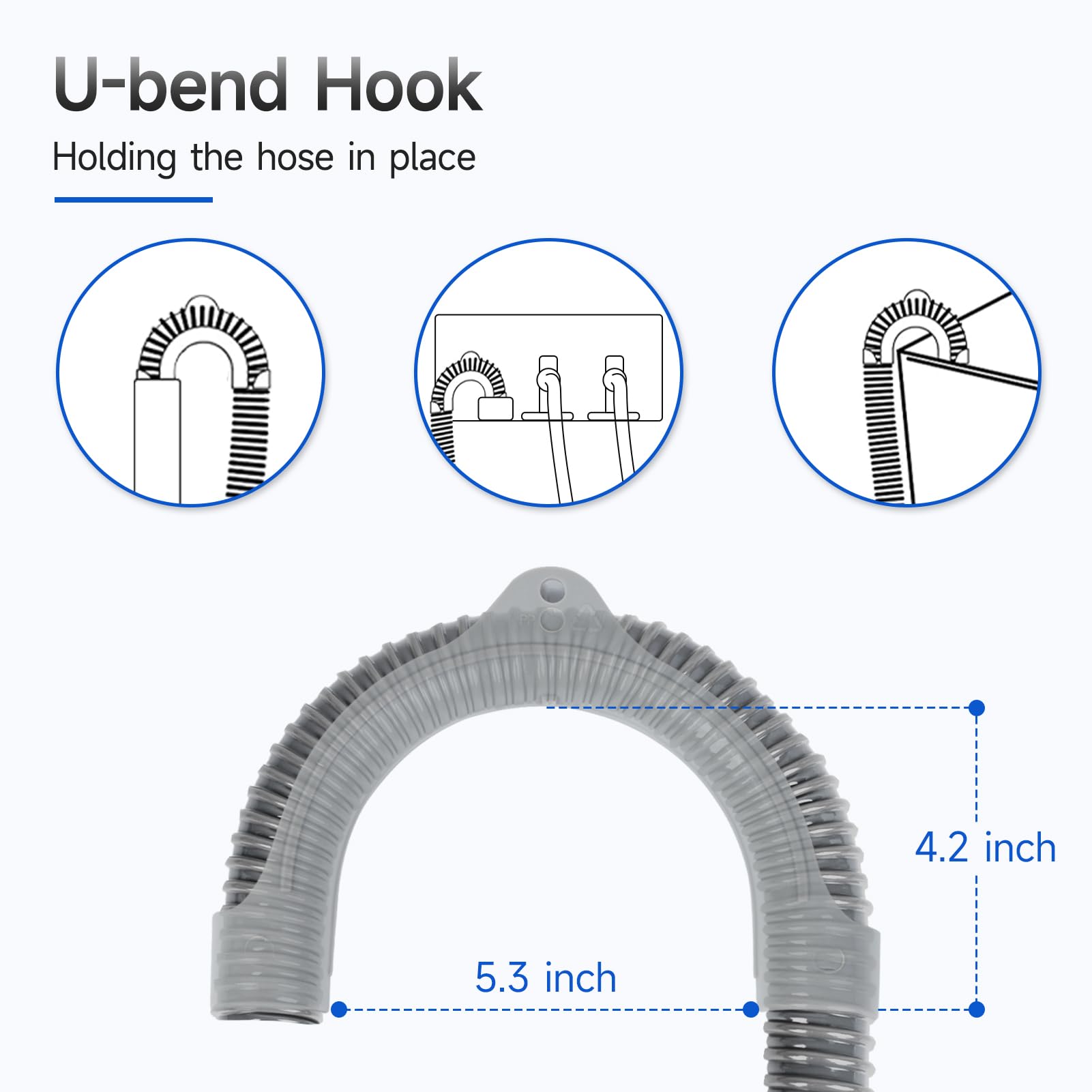10ft Universal Washing Machine Drain Hose with Clamps & Hook - Flexible Corrugated for Laundry Rooms