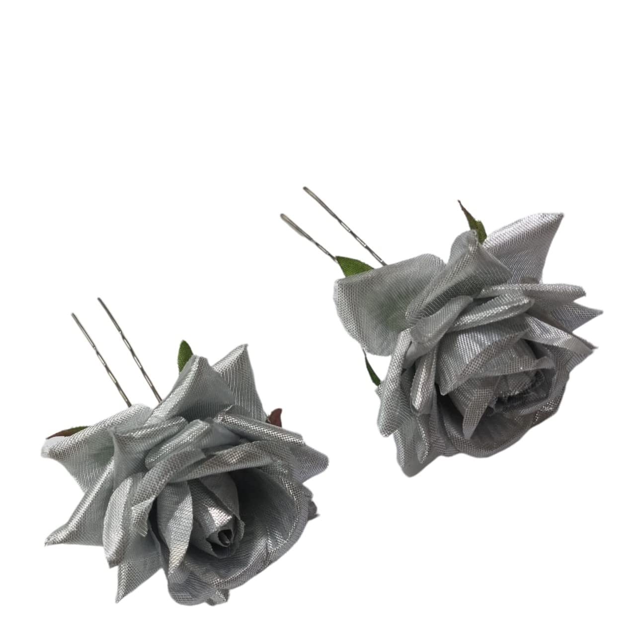 LYF5STAR Handmade Silver Rose Floral Juda Pin for Women | Elegant Bridal Hair Accessories | Traditional Indian Wedding Hair Jewelry for Women & Girls | Pack of 2 | Perfect for Weddings, Festivals & Special Occasions