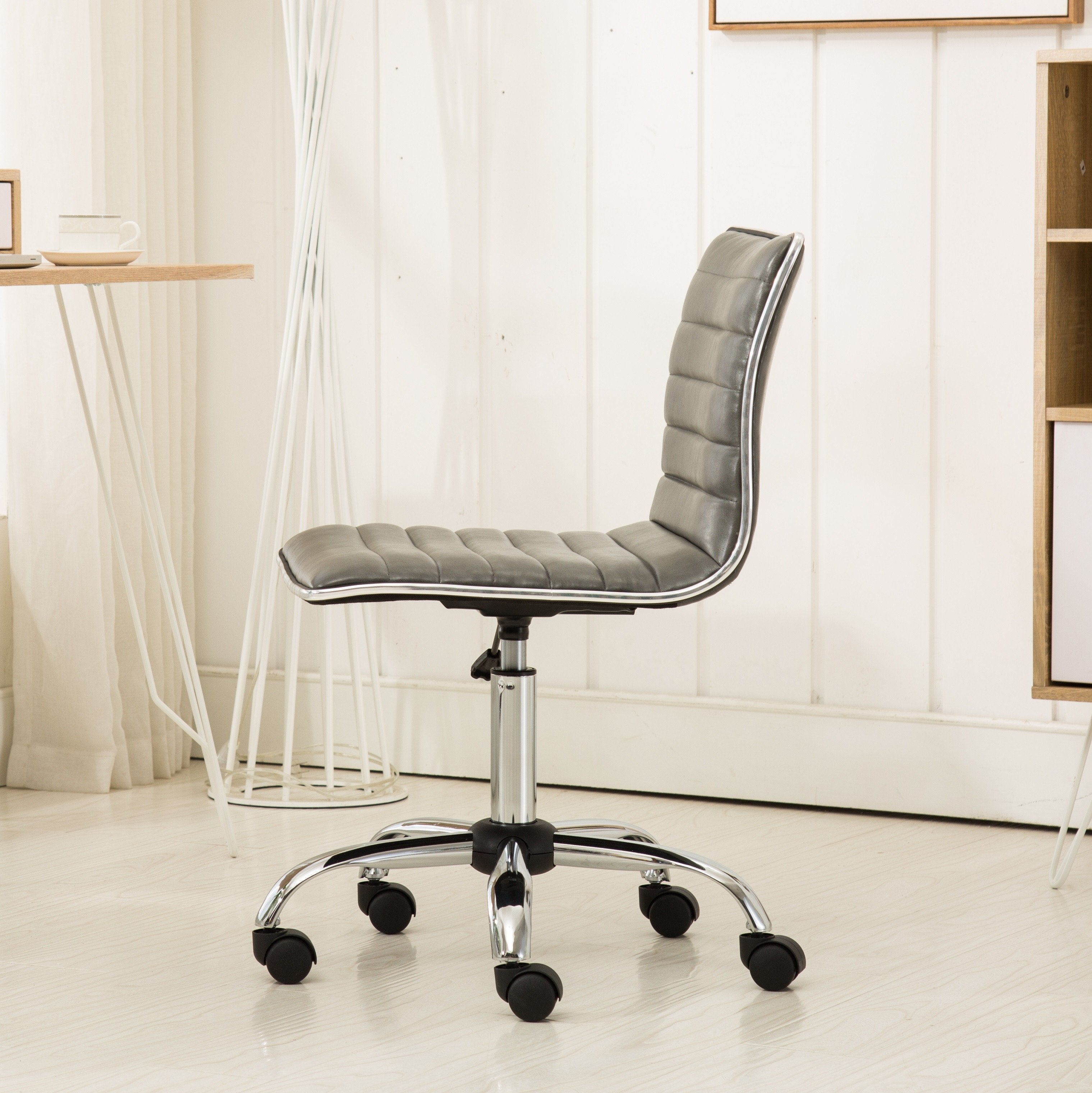 Roundhill Furniture Fremo Chromel Adjustable Air Lift Office Chair with Lumbar Support - Ergonomic Mesh Back & Seat, Gray - Perfect for Home Office, Gaming & Workspace Comfort
