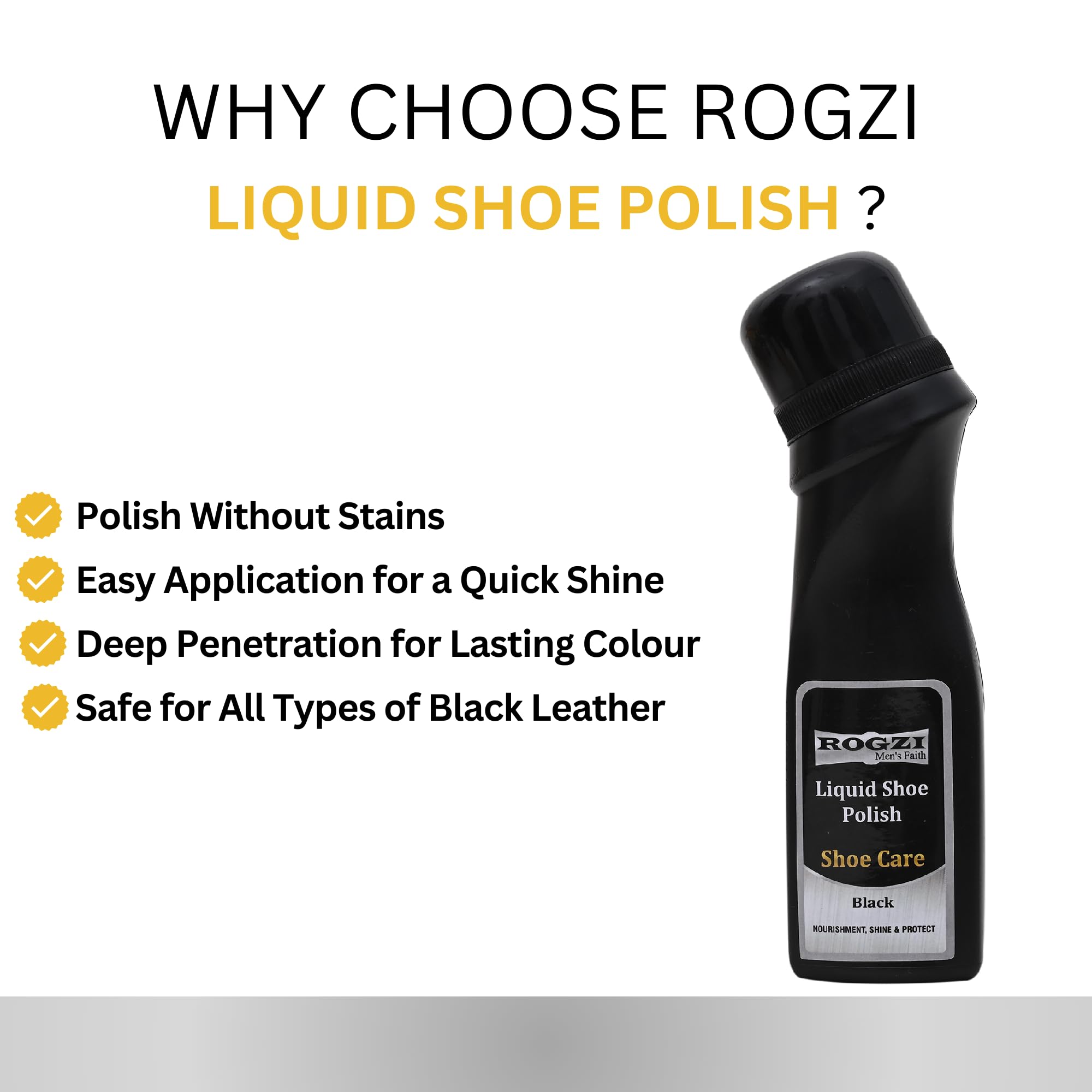 ROGZI Shoe Care Kit - Quick Shine Shoe Shining Sponge for Instant Leather Polishing | Premium Liquid Shoe Polish for Shine & Protection | Perfect for Dress Shoes, Boots & Leather Accessories
