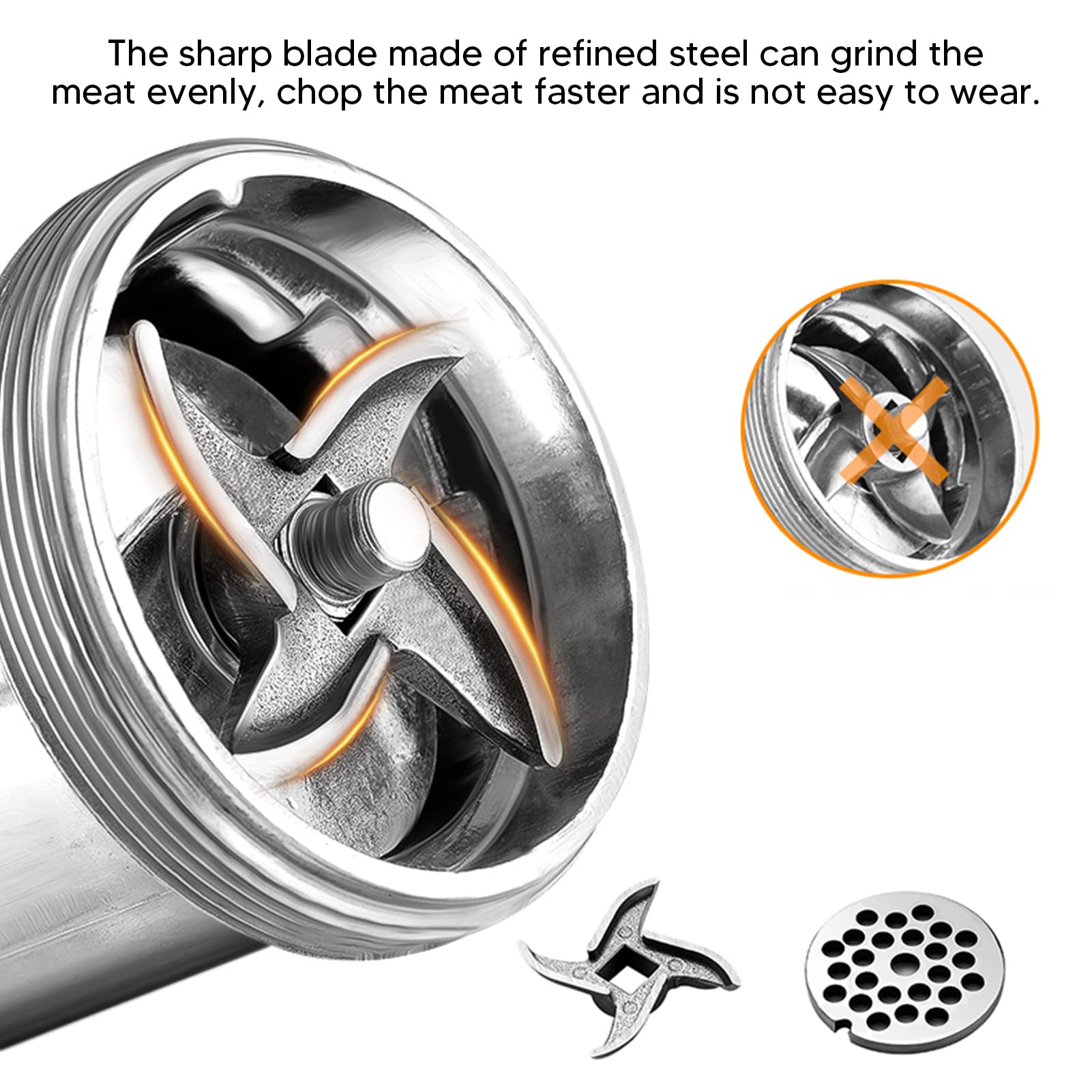 Stainless Steel Manual Meat Grinder - Heavy Duty Aluminum Alloy Sausage Maker with Suction Cup Base | Perfect for Home Kitchen, Camping & Outdoor Cooking | Silver