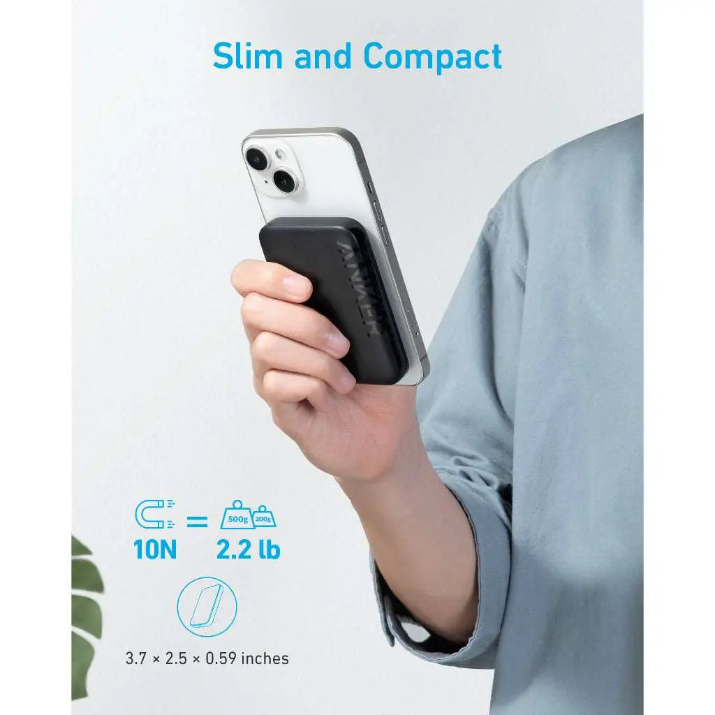 Anker 321 MagGo 5000mAh Magnetic Wireless Power Bank - Portable Charger for iPhone 15/14/13 with MagSafe | Perfect for Travel, Work & Outdoor Adventures