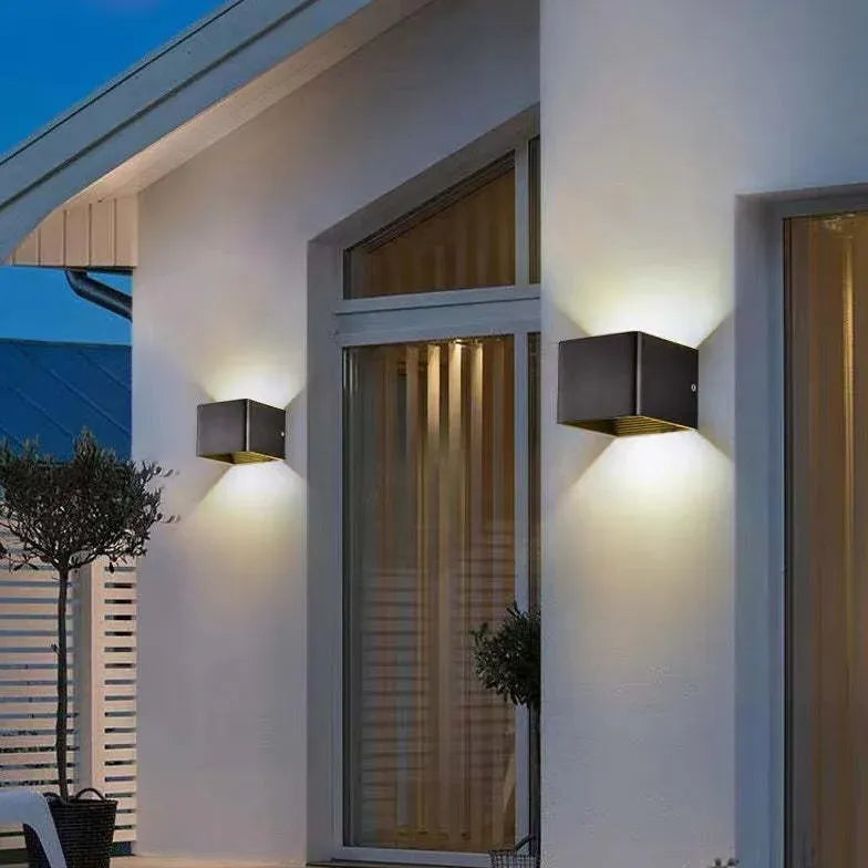 Waterproof Outdoor Square LED Up and Down Wall Lights - Modern Exterior Lighting for Patio, Garden, Deck, and Facade