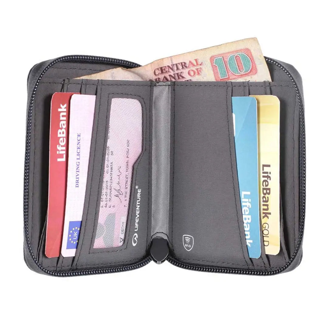 Lifeventure RFID Zipped Bi-Fold Wallet - Secure Travel & Everyday Use - Slim RFID Blocking Leather Wallet for Men & Women