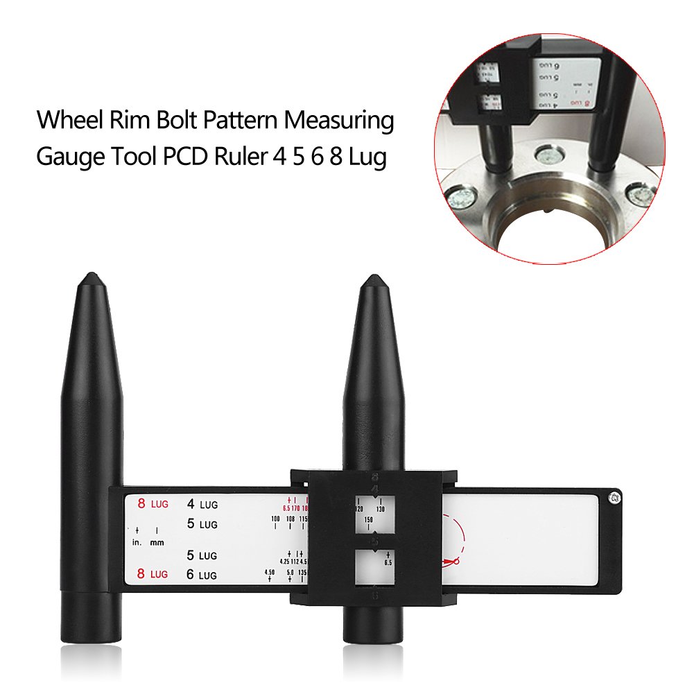 Universal Car Wheel Rim Bolt Pattern Sliding Gauge Tool - PCD Ruler for 4/5/6/8 Lug Wheels - Accurate Wheel Bolt Circle Measurement for Custom Rims & Tire Replacement (Perfect for DIY Auto Repair & Wheel Upgrades)