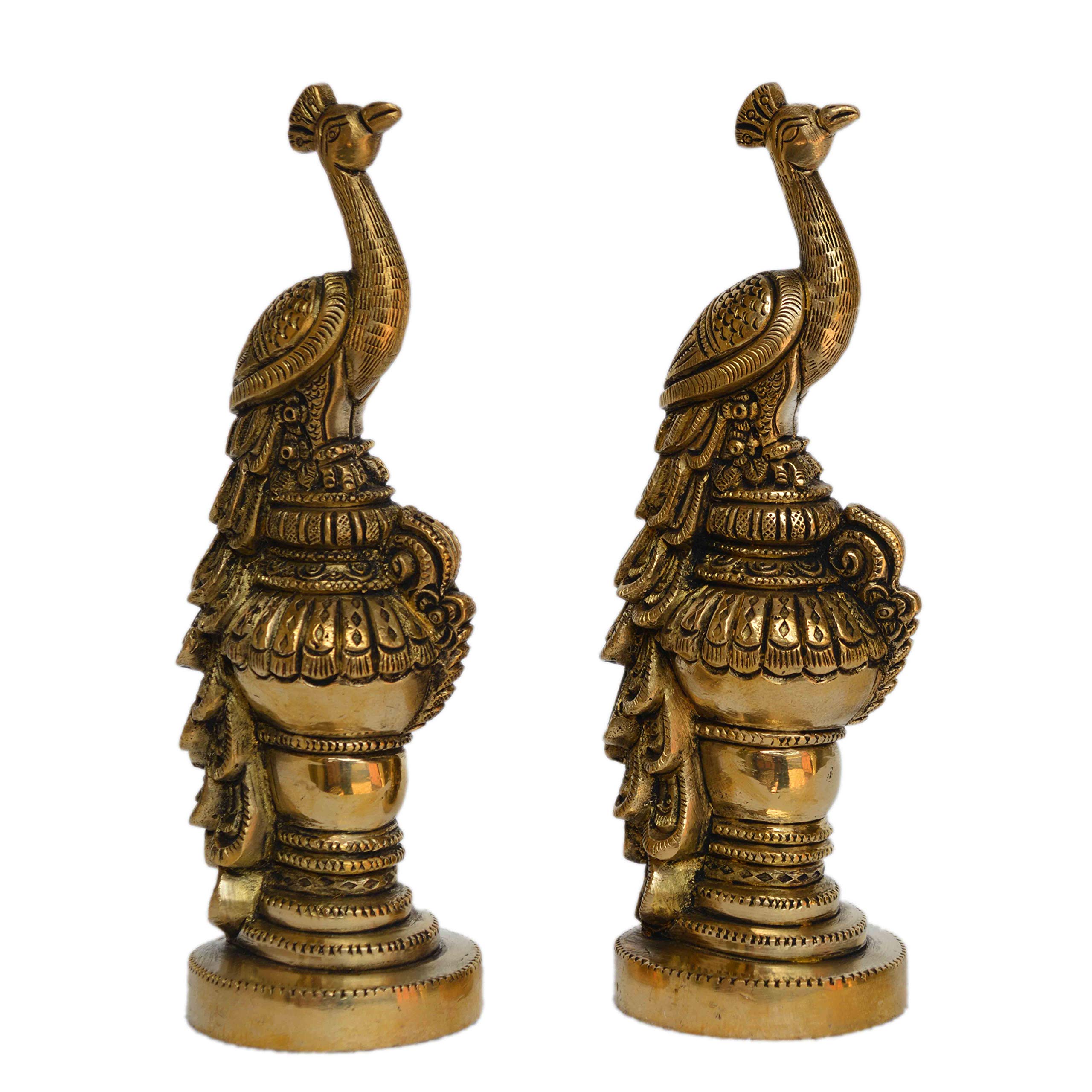 Handmade Brass Peacock Figurine Set - Elegant Table Decor Showpiece for Home & Office | Perfect Gift for Housewarming, Wedding & Indian Decor