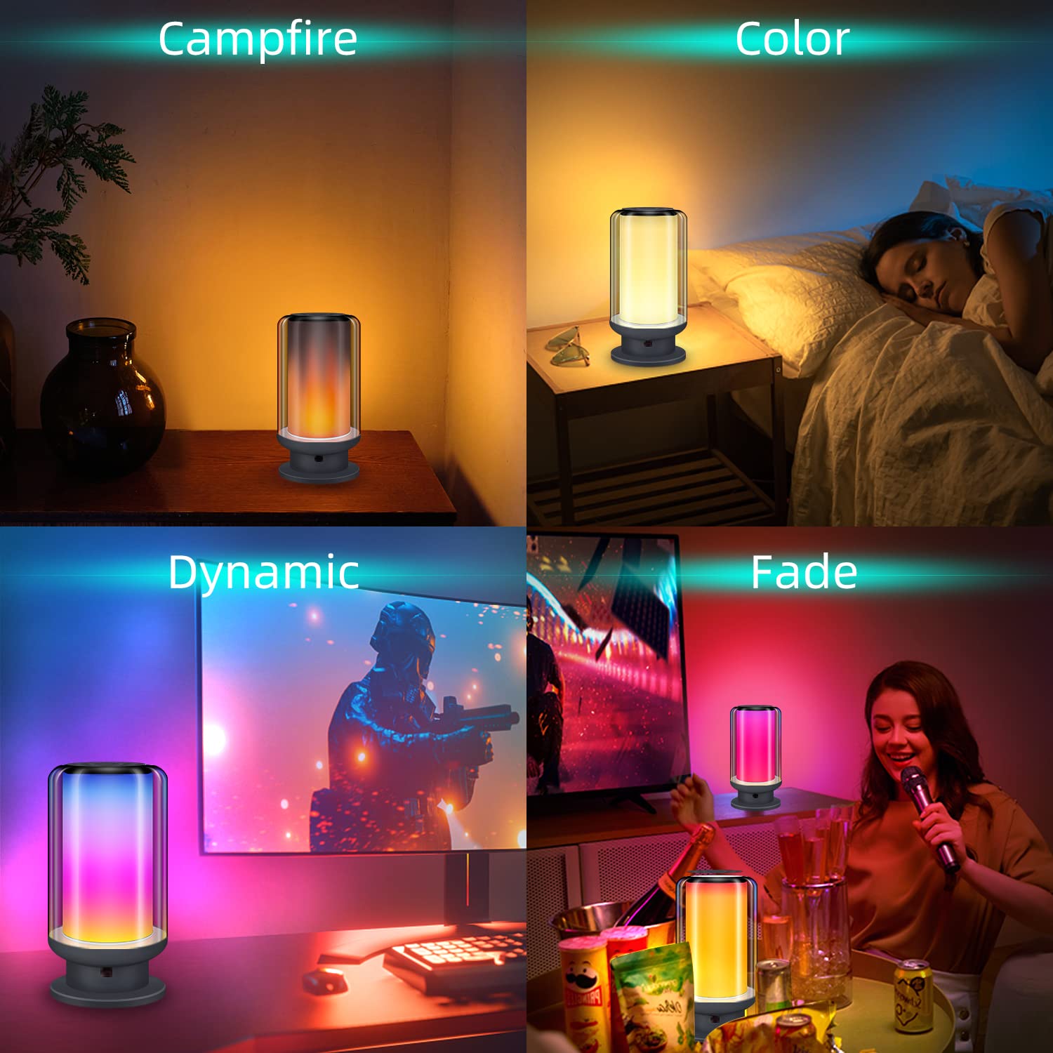 LUXSWAY Remote Control LED Bedside Table Lamp - Dimmable Warm White & Multi-Color Night Light with Timer for Bedroom, Living Room, Office (Black, 1 Pack) | Perfect for Reading, Relaxation & Mood Lighting
