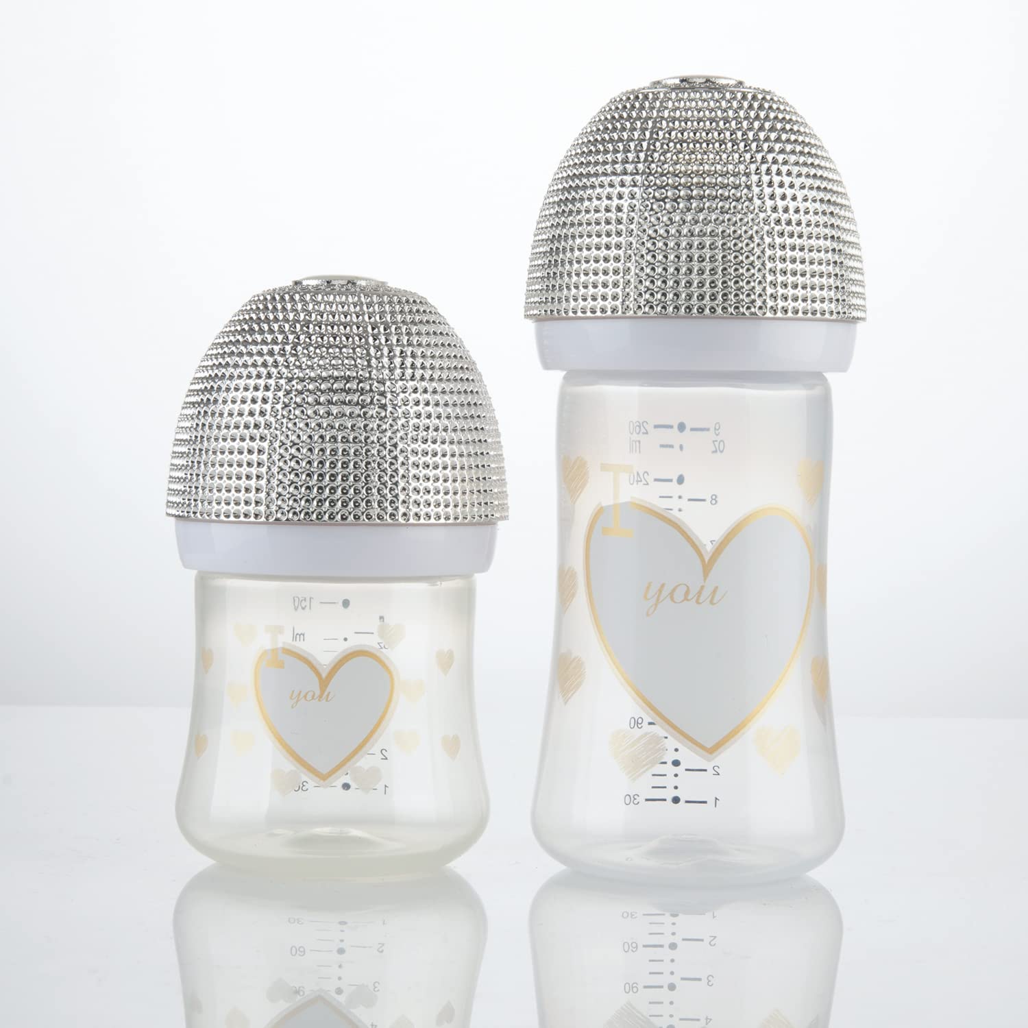 Custom Bling Baby Pacifier & Bottle Set - Personalized Name for Boys & Girls (0-6 Months, 6-18 Months) | Luxury 4-Piece Baby Shower Gift, Glittering Anniversary Edition | Perfect for Newborn Essentials, Christening Gifts & First Birthday Presents