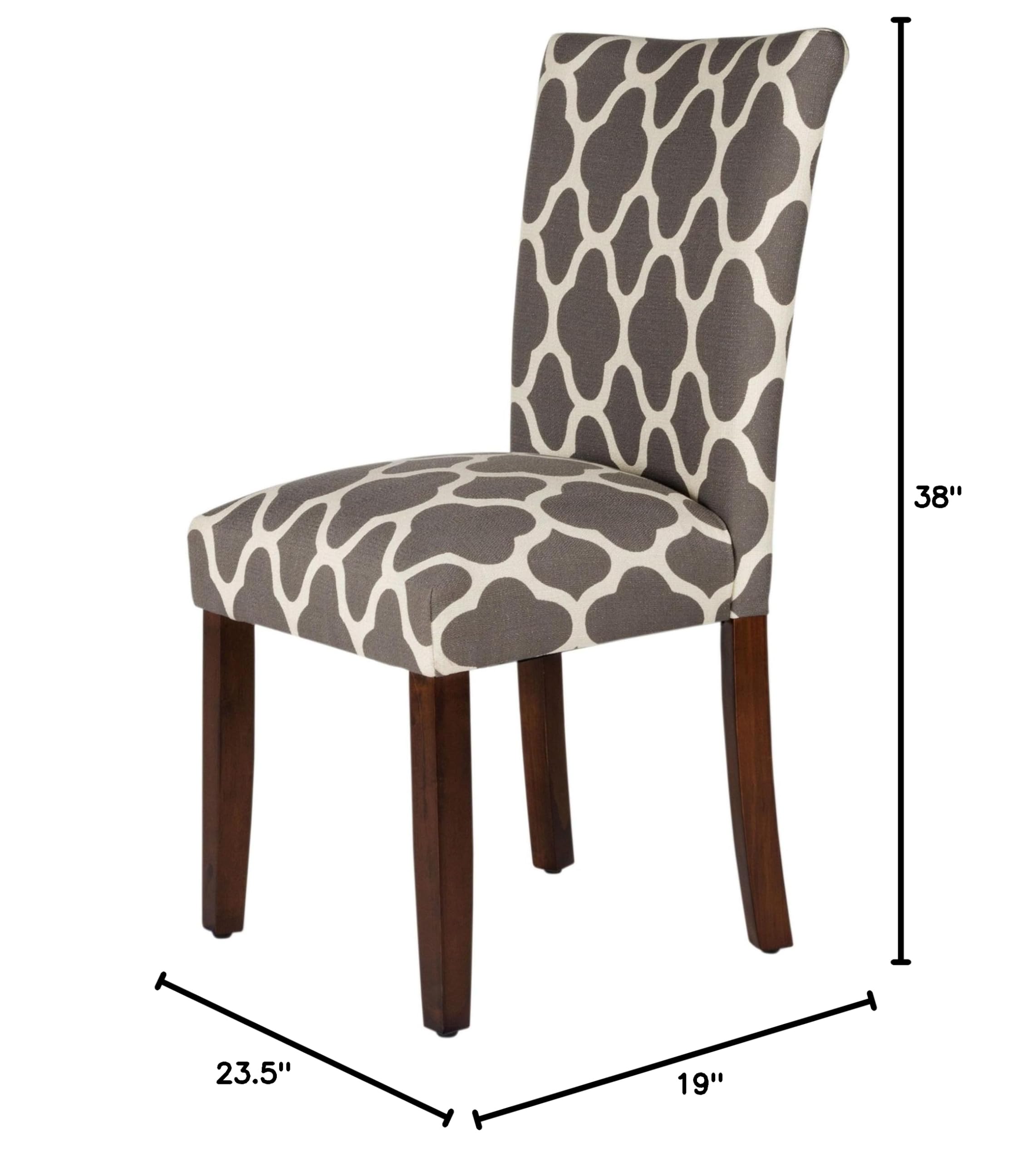 HomePop Parsons Classic Upholstered Dining Chairs Set of 2 - Grey and Cream Geometric Pattern Modern Accent Chairs for Dining Room, Kitchen, Office or Living Room Decor
