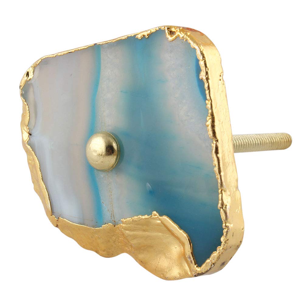 Luxury Turquoise Marble Drawer Knobs - 2 Pcs for Kitchen Cabinets & Dressers