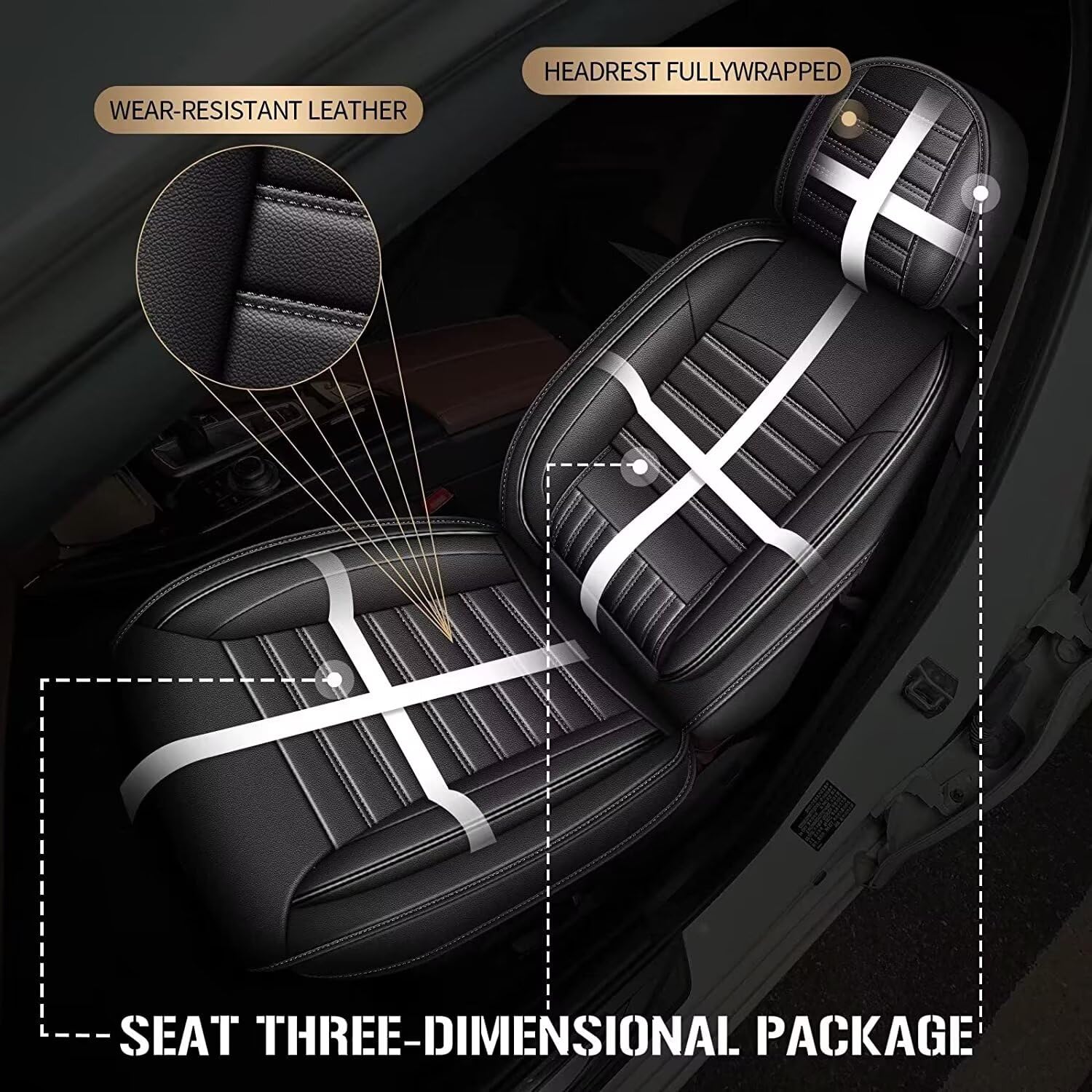 Premium TTX LIGHTING Custom Fit Car Seat Covers for Honda Civic 2003-2015 - Faux Leather with Airbag Compatibility (2 Front Seats, Black) | Perfect for Daily Commuting & Road Trips