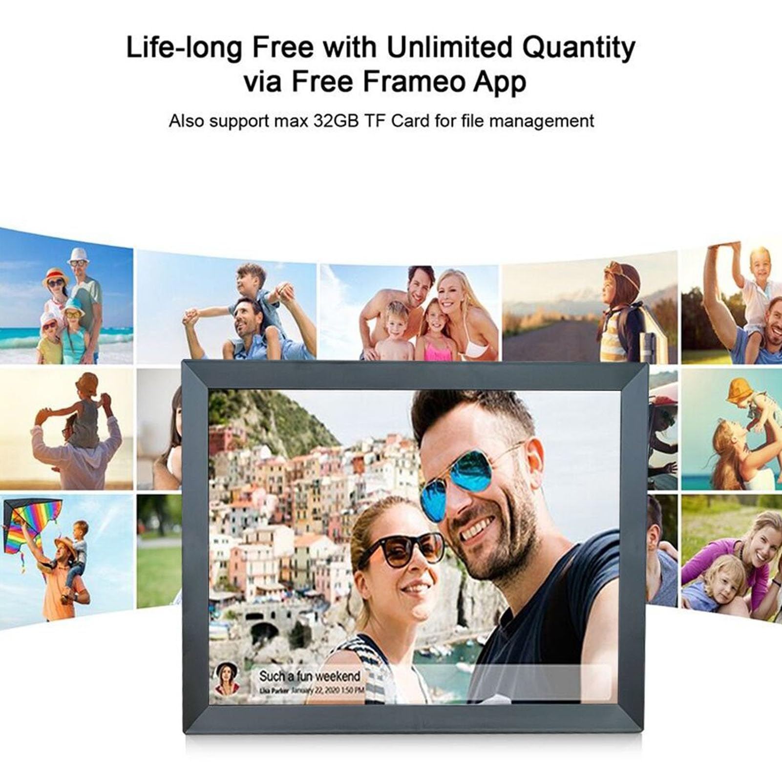 15 Inch WiFi Digital Picture Frame with Auto Rotate - 1024x768 IPS Full HD Touchscreen Display - Share Photos & Videos via App - Perfect for Home, Office & Gift Giving (UK)