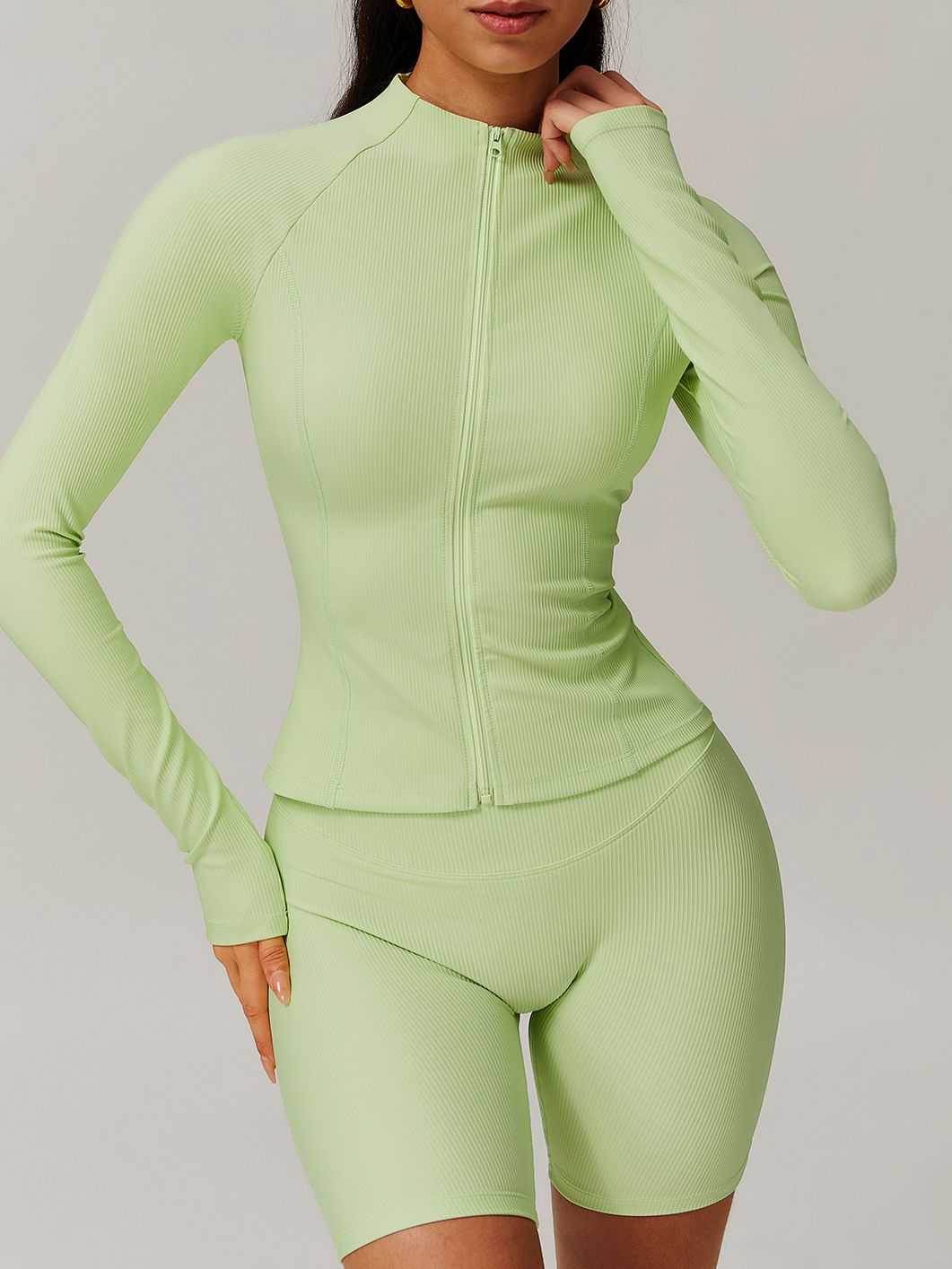 ZASUWA Women's Stand Collar Ribbed Jacket with Zipper - Stylish & Comfortable for Casual Outings, Work & Travel