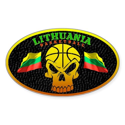 White - Lithuania Basketball Oval Sticker