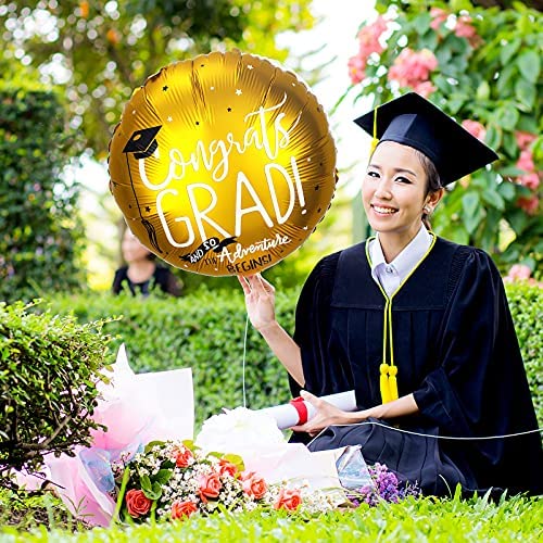 12-Pack 2025 Graduation Foil Balloons - Doctoral Hat & Round Shape Graduation Party Decorations for School, College, High School Ceremony - Perfect for Graduation Decor, Photo Backdrops & Celebration Parties