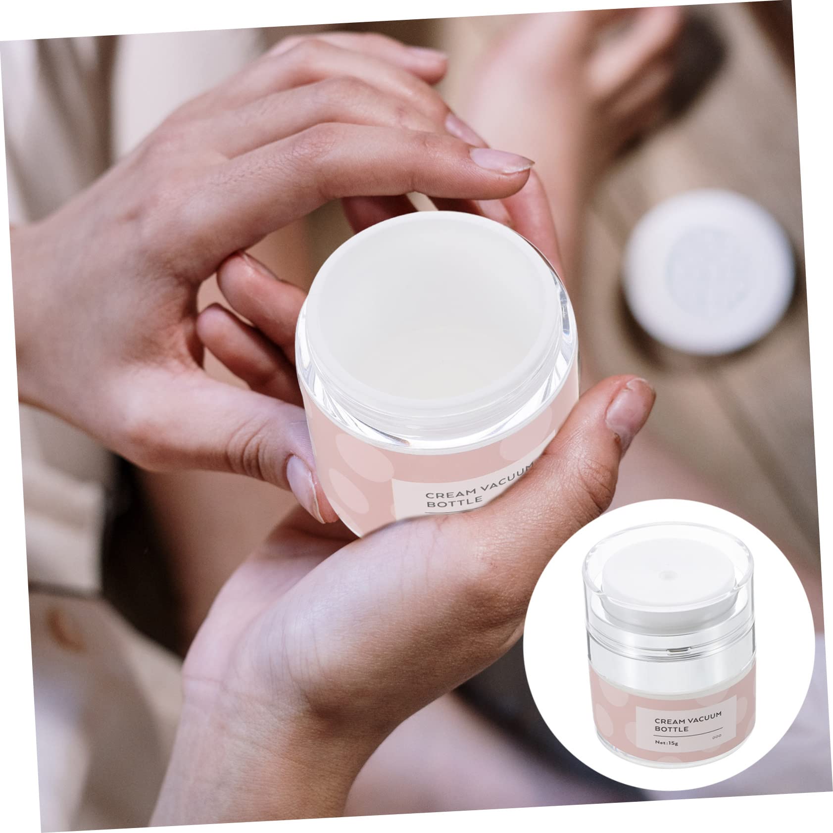 15g Airless Pump Cream Jar - Leakproof Vacuum Bottle for Makeup & Skincare | Travel-Friendly Cosmetic Dispenser | Perfect for Daily Moisturizing & On-the-Go Beauty Routine