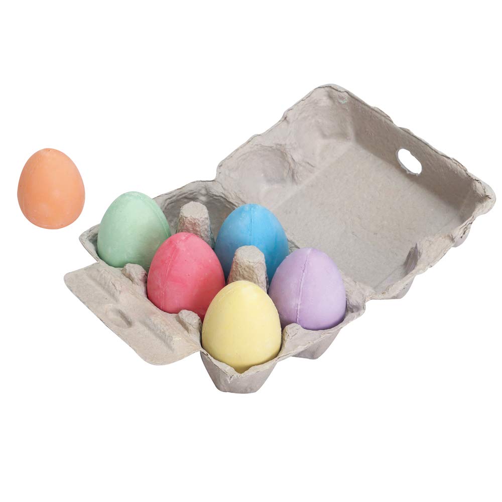 Bigjigs Toys Rainbow Color Chalk Eggs - 6 Piece Set for Kids Outdoor Sidewalk Drawing & Creative Play