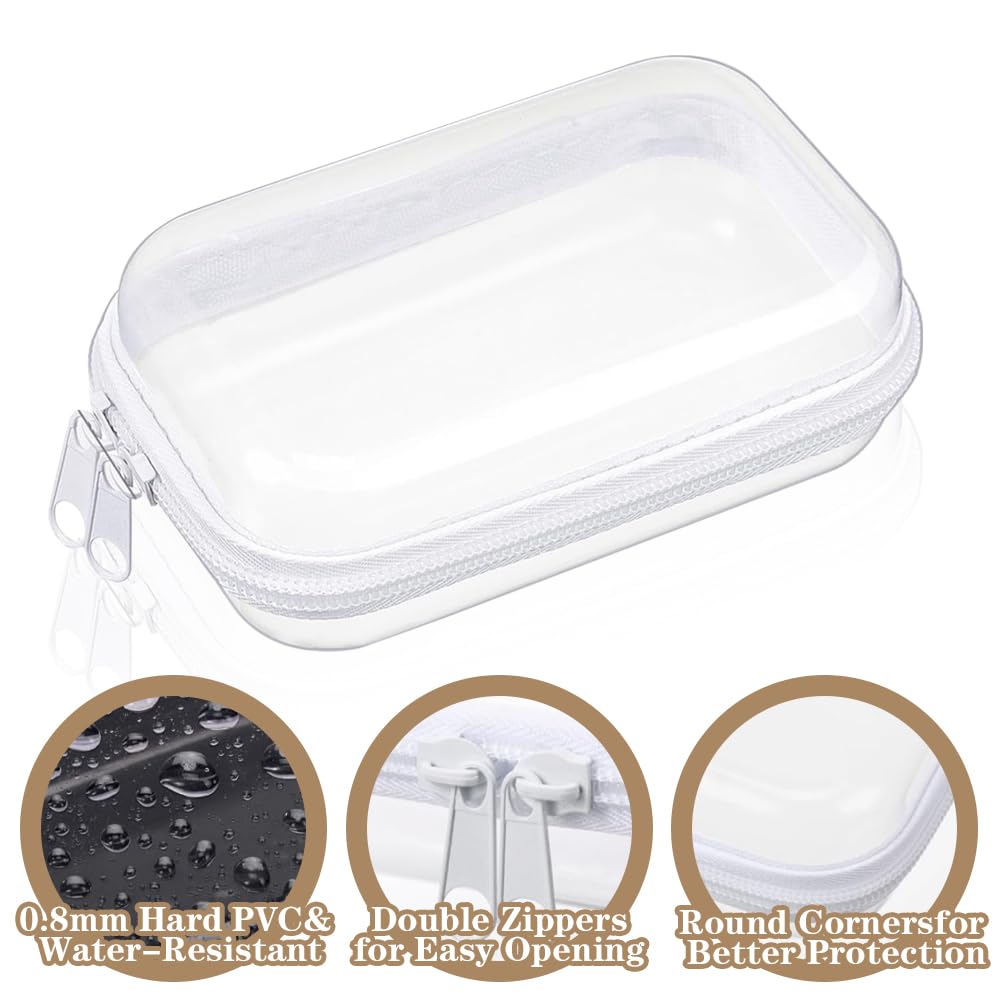 3PCS Clear Hard Zipper Case - Transparent Travel Organizer Pouch for Makeup, Toiletries, Toys & Snacks | Durable Hard Shell Cosmetic Bag | Perfect for Travel, Home Storage & Organization