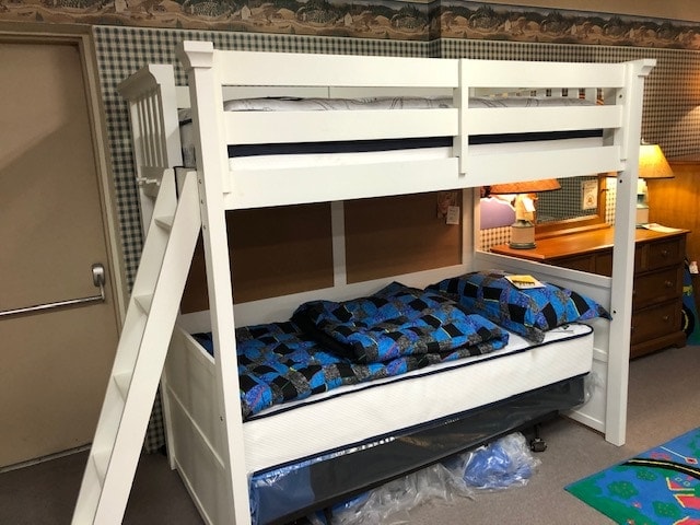 Classic White Loft Bunk Bed - Space-Saving Floor Model for Kids & Teens - Perfect for Small Bedrooms, Dorms & Studio Apartments