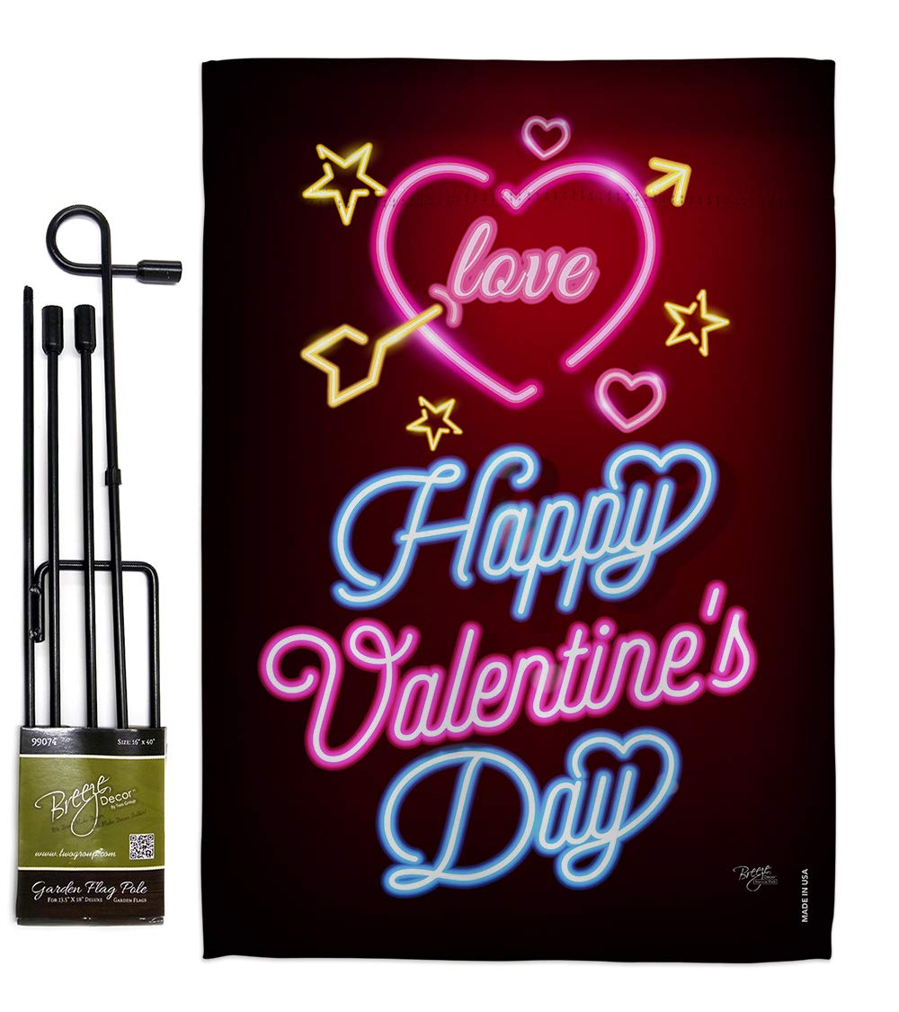 Valentine's Garden Flag Set with Pole - Spring Decor for Outdoor