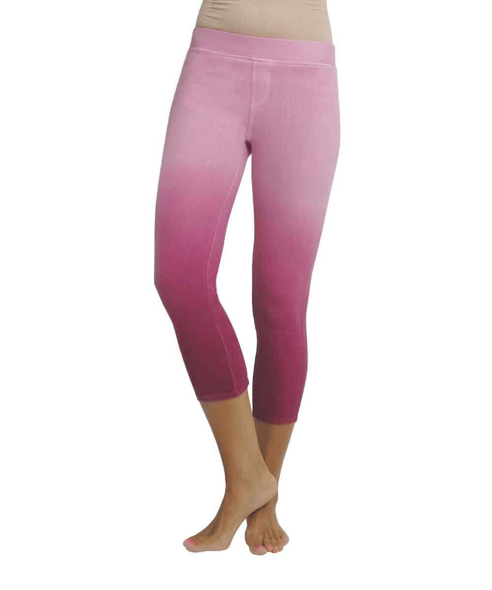 MeMoi Women's Raspberry Chino Capri Leggings - High Waisted Stretchy Yoga Pants for Workout, Running & Lounge Wear