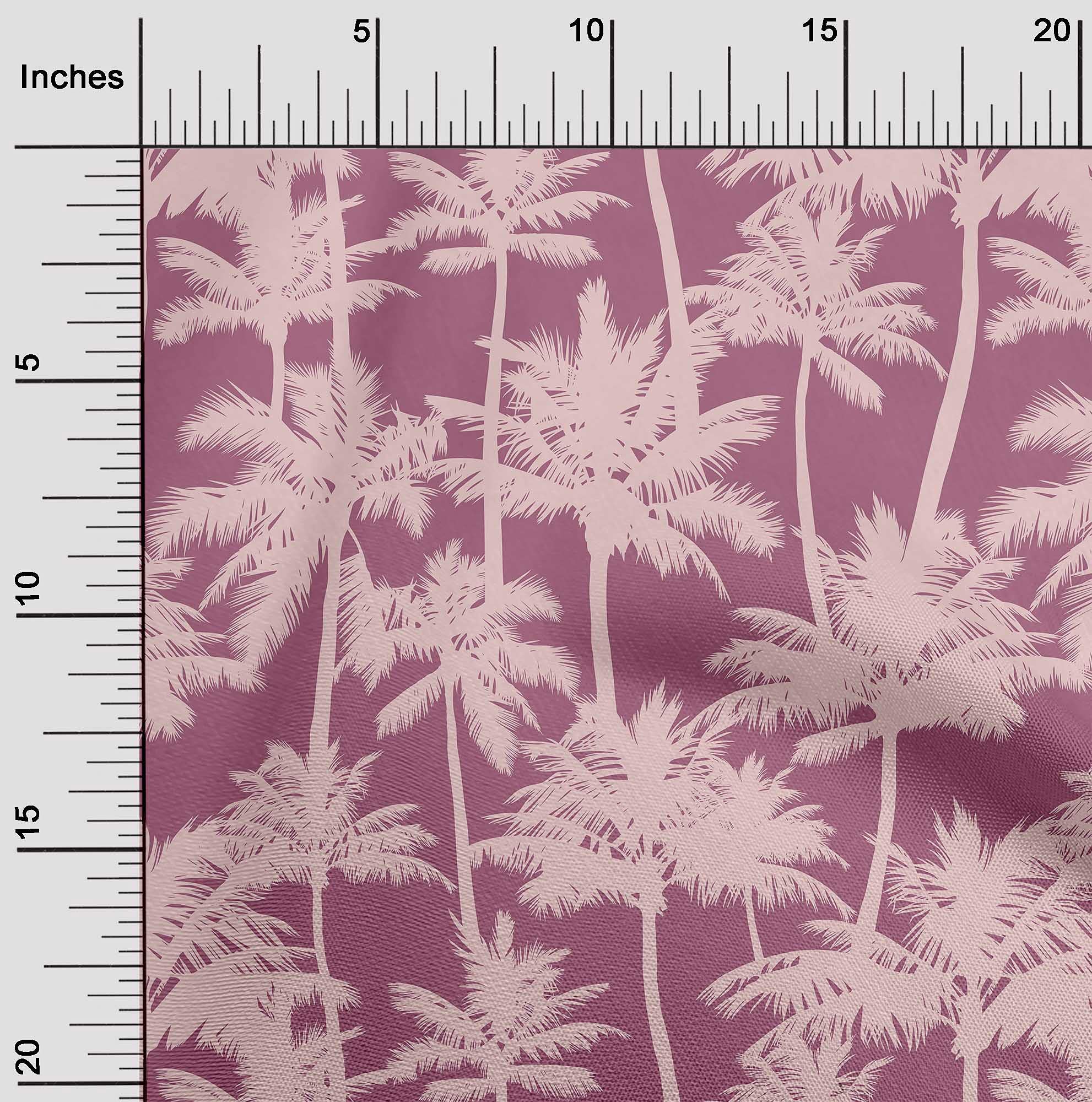 oneOone Polyester Spandex Pink Coconut Tree Leaf Printed Fabric - 56 Inch Wide for Sewing, DIY Crafts, Apparel & Home Decor | Tropical Beach Theme Projects
