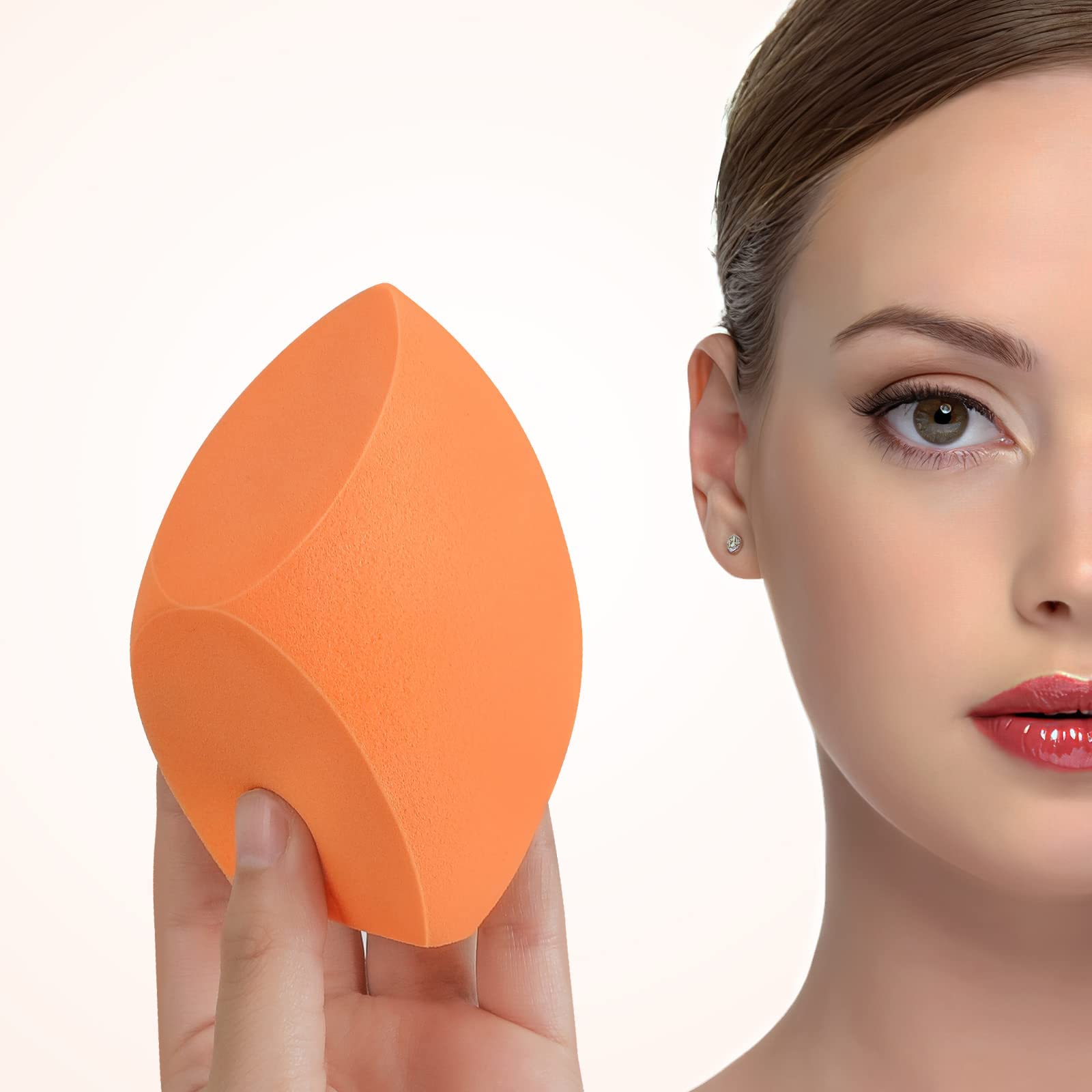Extra Large Makeup Beauty Sponge Blender (10cm) with Holder - for Dry & Wet Use - Foundation, Blush & Powder Application - Perfect for Face & Body Makeup - Great for Professional Artists & Home Beauty Routines