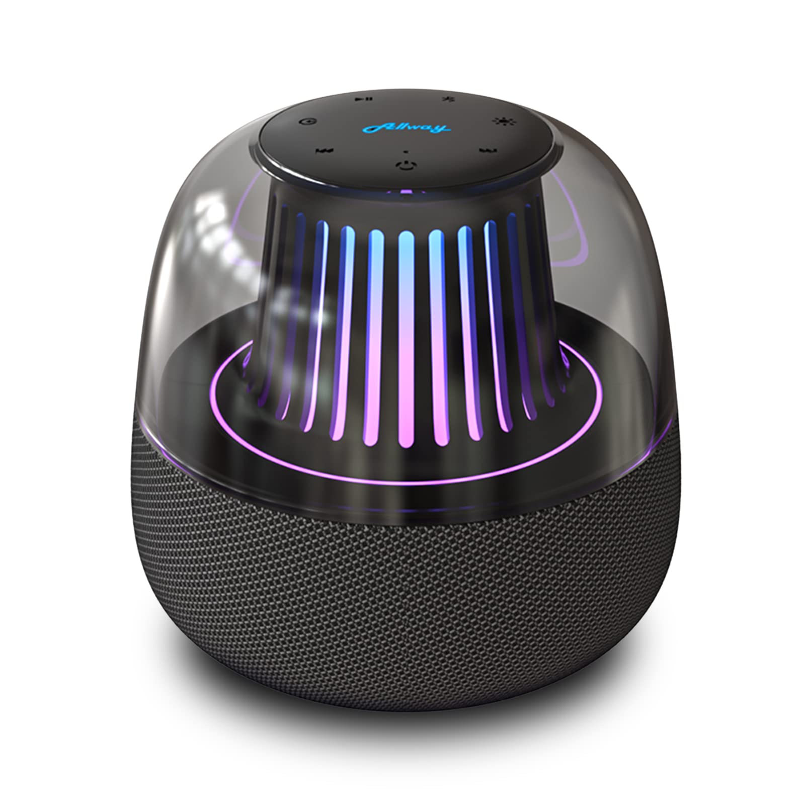 ALLWAY LED Bluetooth Speaker with 8 Light Modes, Super Bass & 360° HD Sound - Wireless Portable Speaker with APP Control, Built-in Mic for Calls, Bluetooth 5.3, TWS Pairing for Home, Party, Camping, Travel & Outdoor Adventures