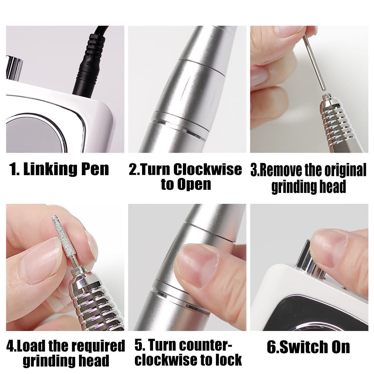 Professional Cordless Electric Nail Drill Kit - 45000 RPM High Speed Nail File Machine with Rechargeable Battery & Drill Bits | Portable E-File for Acrylic, Gel Nails | Perfect for Home & Salon Manicures, Nail Art & DIY Nail Care