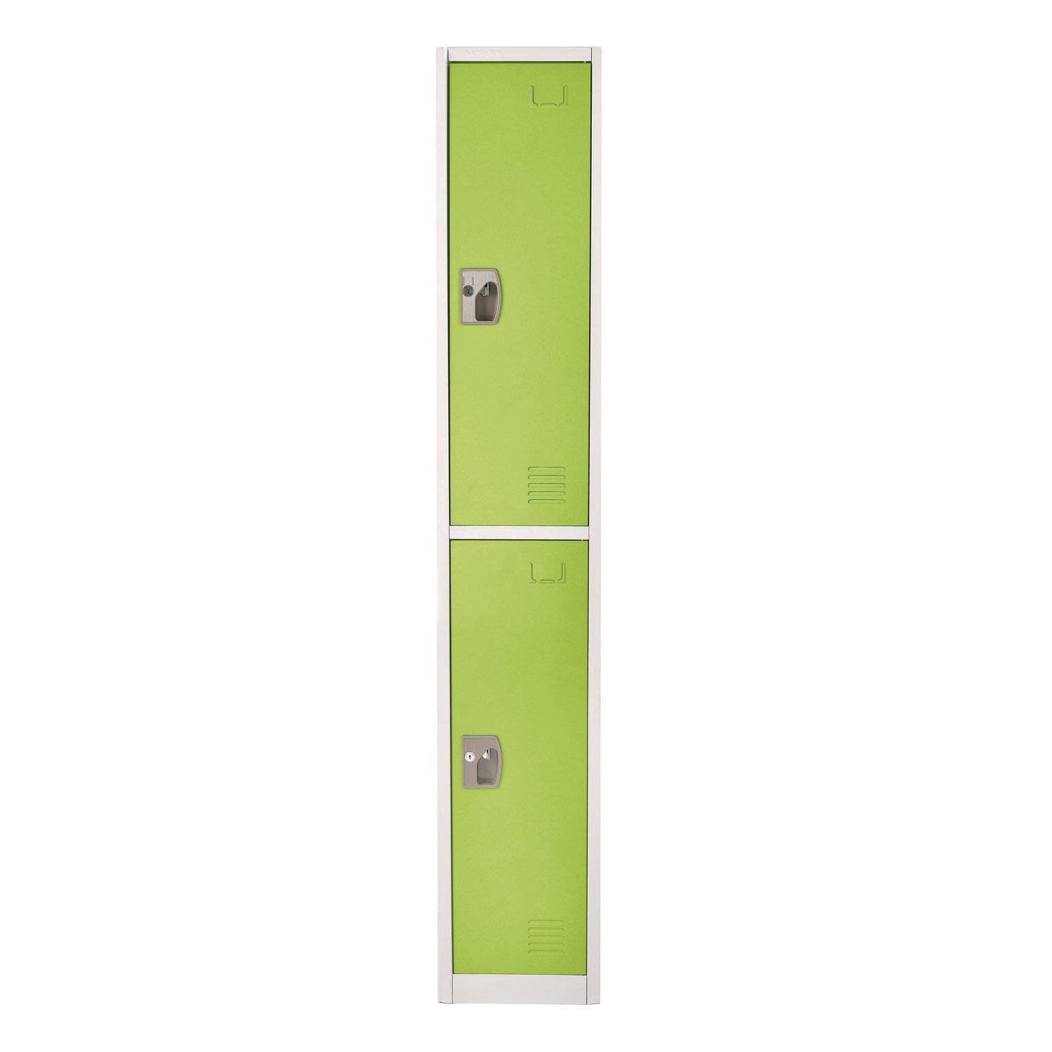 AdirOffice Steel Storage Locker - 2 Compartment Metal Locker Cabinet, 12x12x72 Inches, Green - Perfect for Schools, Gyms & Office Storage Organization