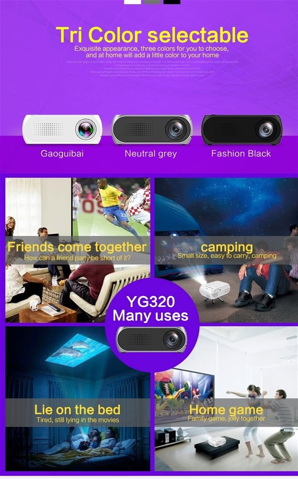 SVIOR Mini Projector - Portable HD 1080p LED Home Theater Projector with Smartphone Connectivity | Perfect for Movie Nights, Gaming & Outdoor Camping Entertainment