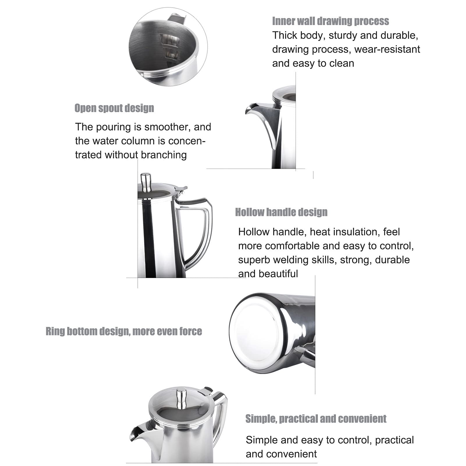 Premium Stainless Steel Tea Infuser Pot - Durable Loose Leaf Tea Brewer with Handle for Home, Office & Travel - Perfect for Green Tea, Herbal Tea & Iced Tea Brewing