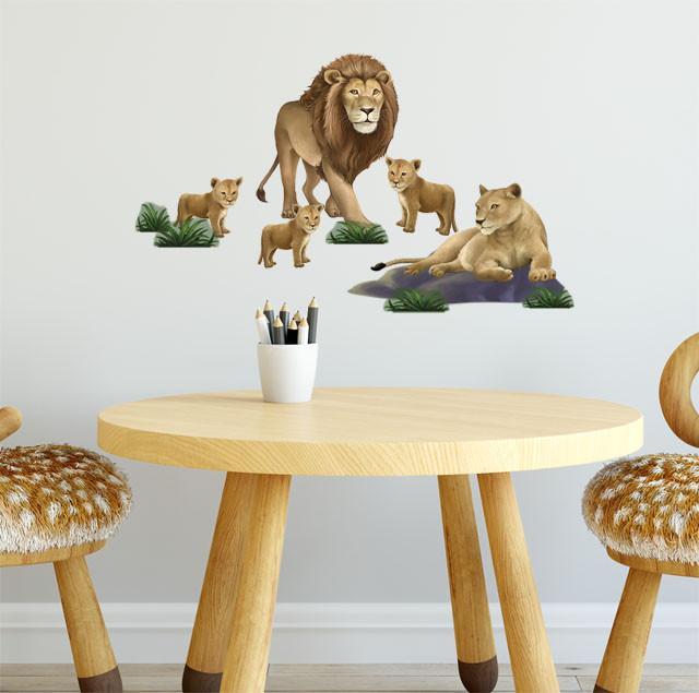 Lion Family Wall Decals for Kids Rooms - Removable Animal Wall Stickers for Nursery, Bedroom Decor - Perfect for Baby Shower Gifts & Children's Playroom