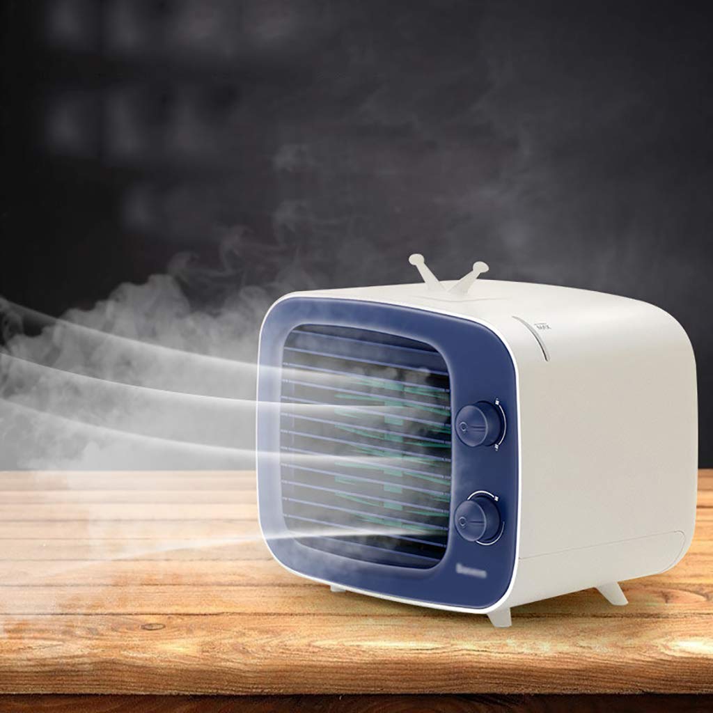 Portable Desktop Air Conditioner Fan - Mini USB Cooling Fan with Humidifier for Home, Dorm & Office | Compact Personal Cooling System | Perfect for Small Spaces & Workstations (White)